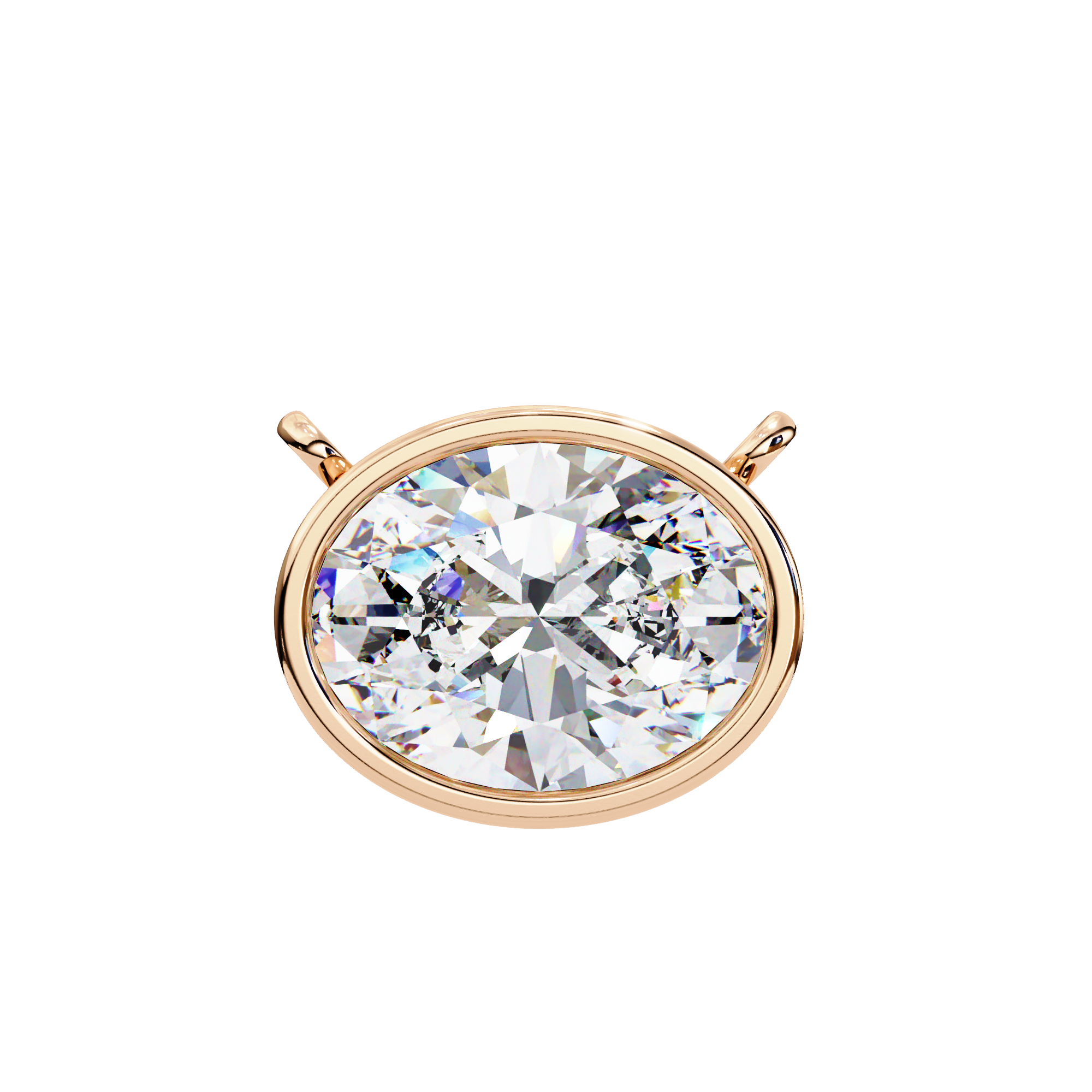 Classic Oval Bezel Set Lab Created Diamond Solitaire Necklace