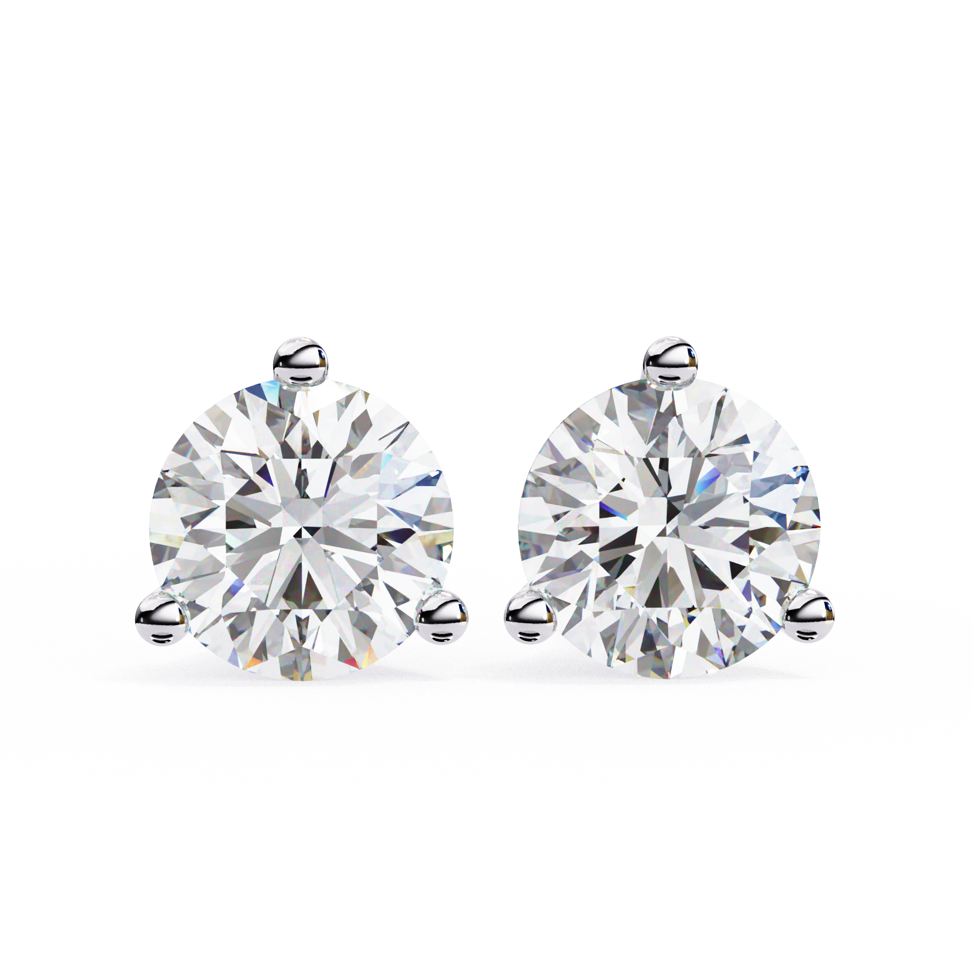 Classic Round Diamond Three Prong Stud Earrings (F/G VS+)