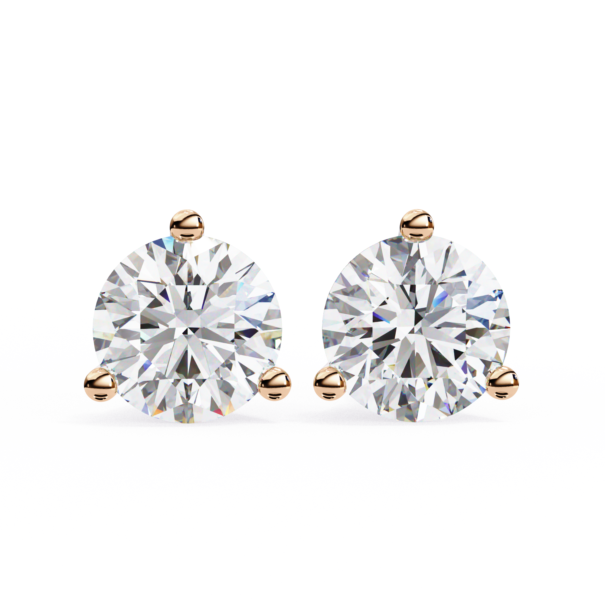 Classic Round Diamond Three Prong Stud Earrings (F/G VS+)