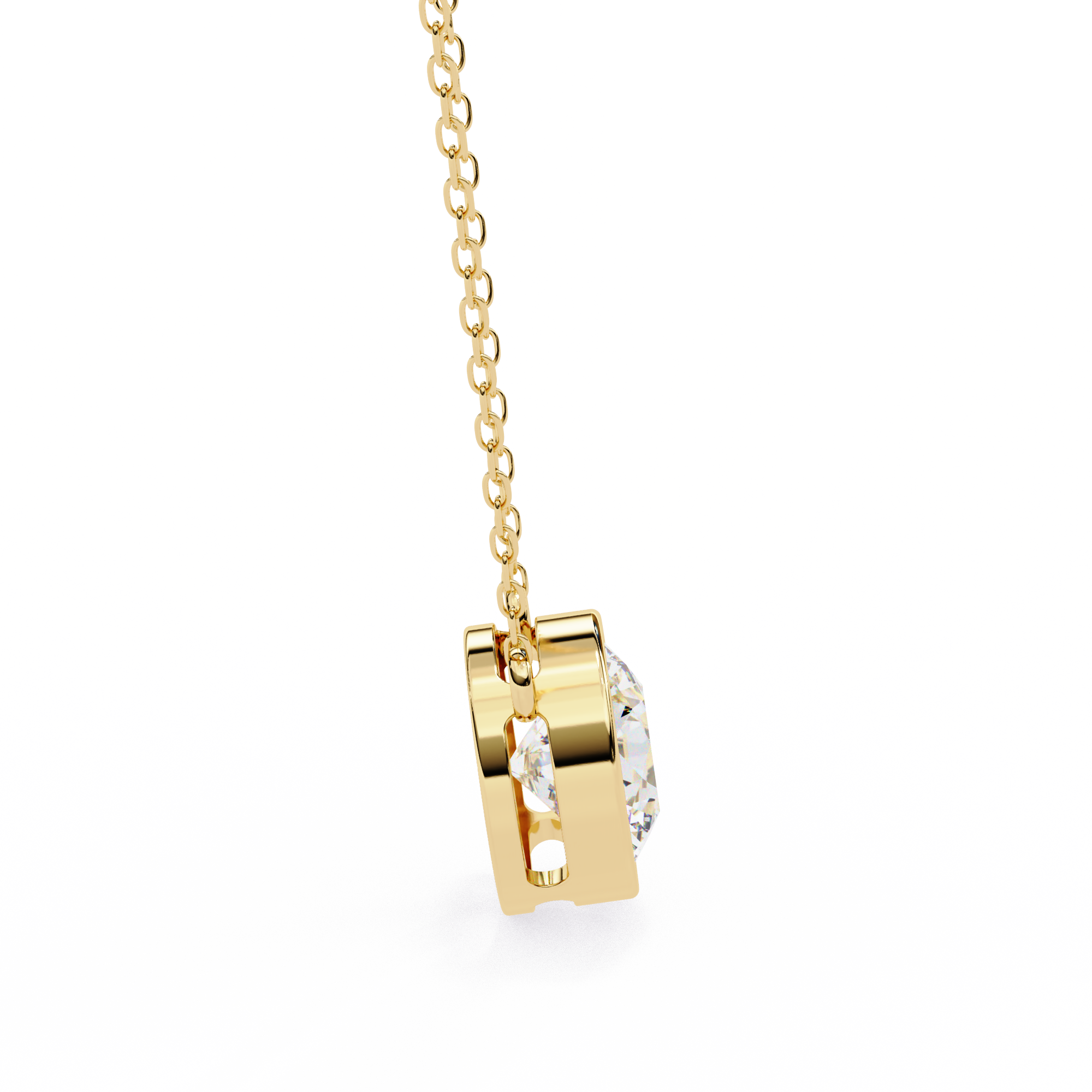 Classic Round Bezel Set Lab Created Diamond Solitaire Necklace