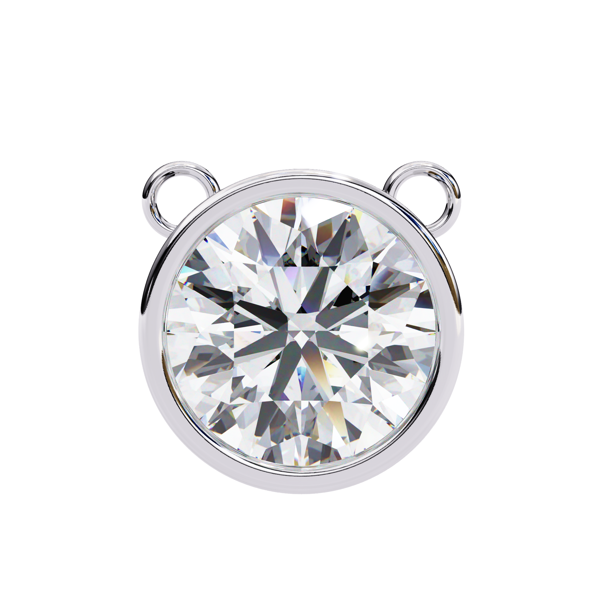 Classic Round Bezel Set Lab Created Diamond Solitaire Necklace