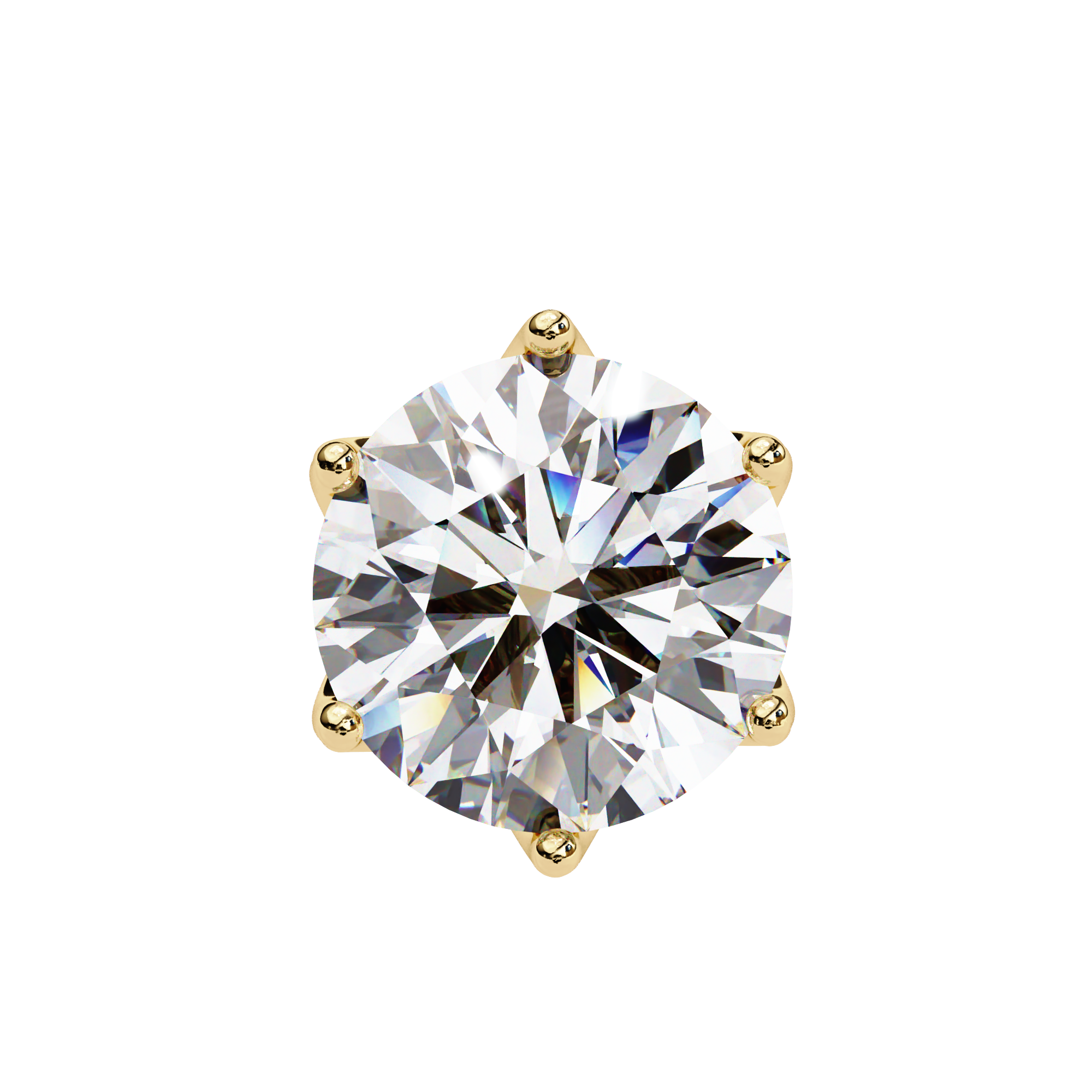 Classic Round Diamond Six Prong Crown Stud Earrings (F/G VS+)