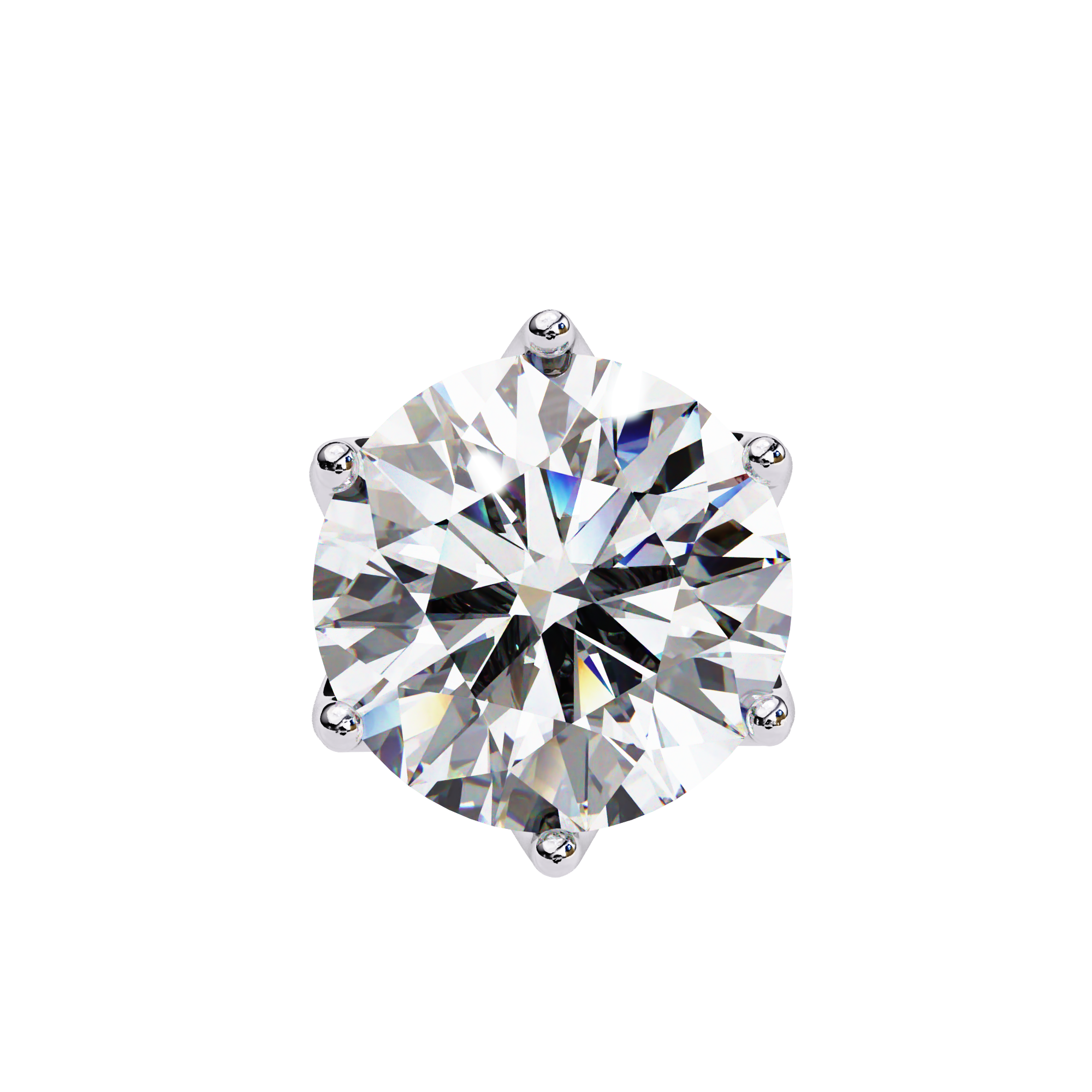 Classic Round Diamond Six Prong Crown Stud Earrings (F/G VS+)