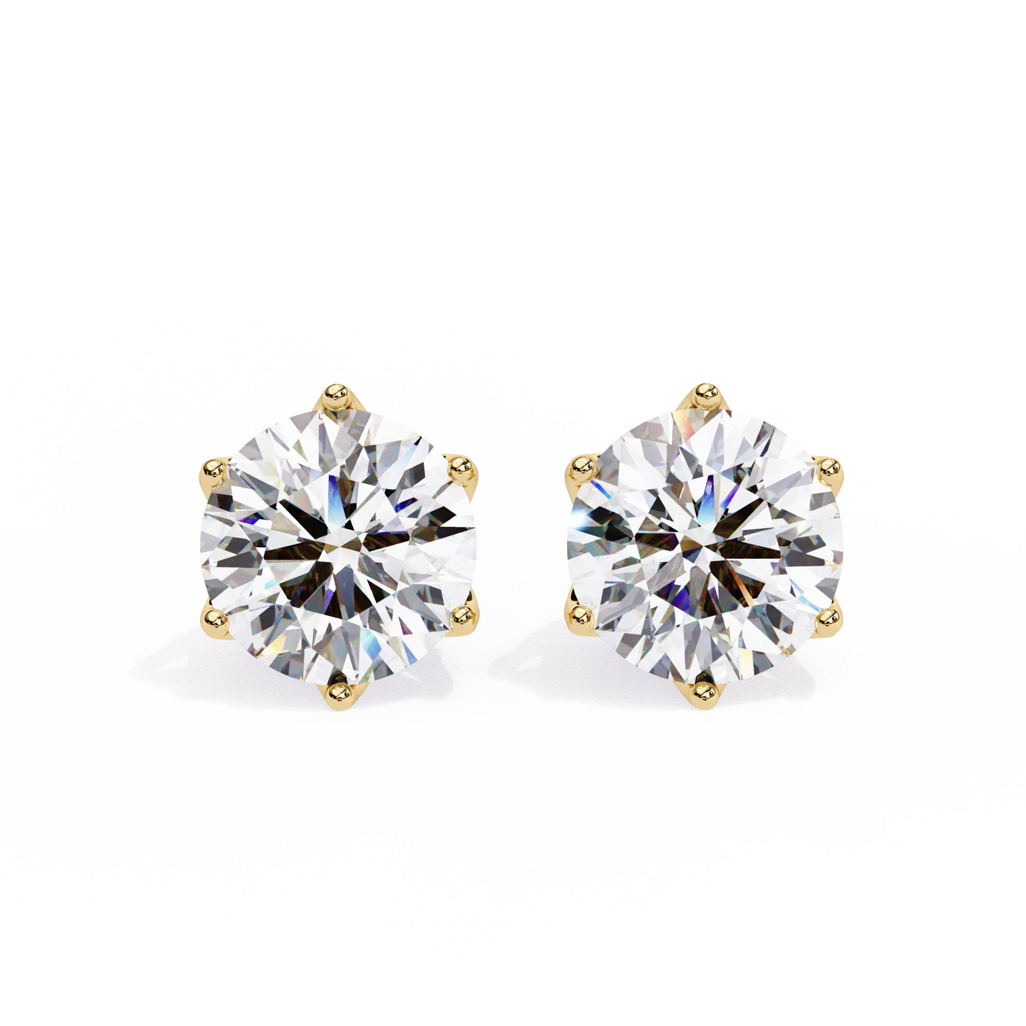 Classic Round Diamond Six Prong Crown Stud Earrings (F/G VS+)