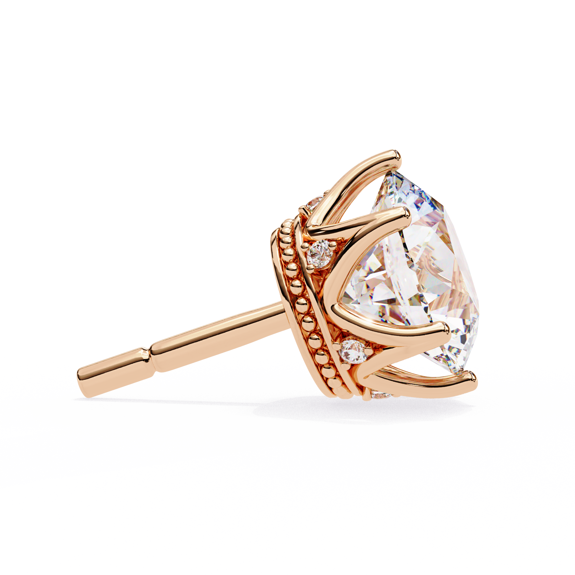 Classic Round Diamond Six Prong Crown Stud Earrings (F/G VS+)