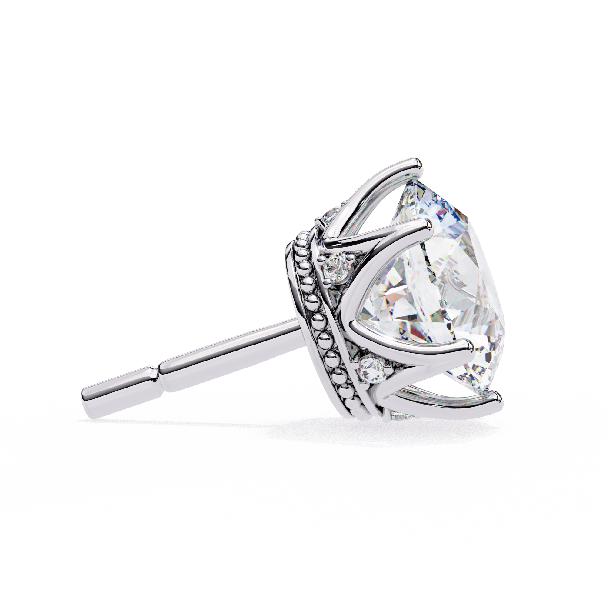 Classic Round Diamond Six Prong Crown Stud Earrings (F/G VS+)