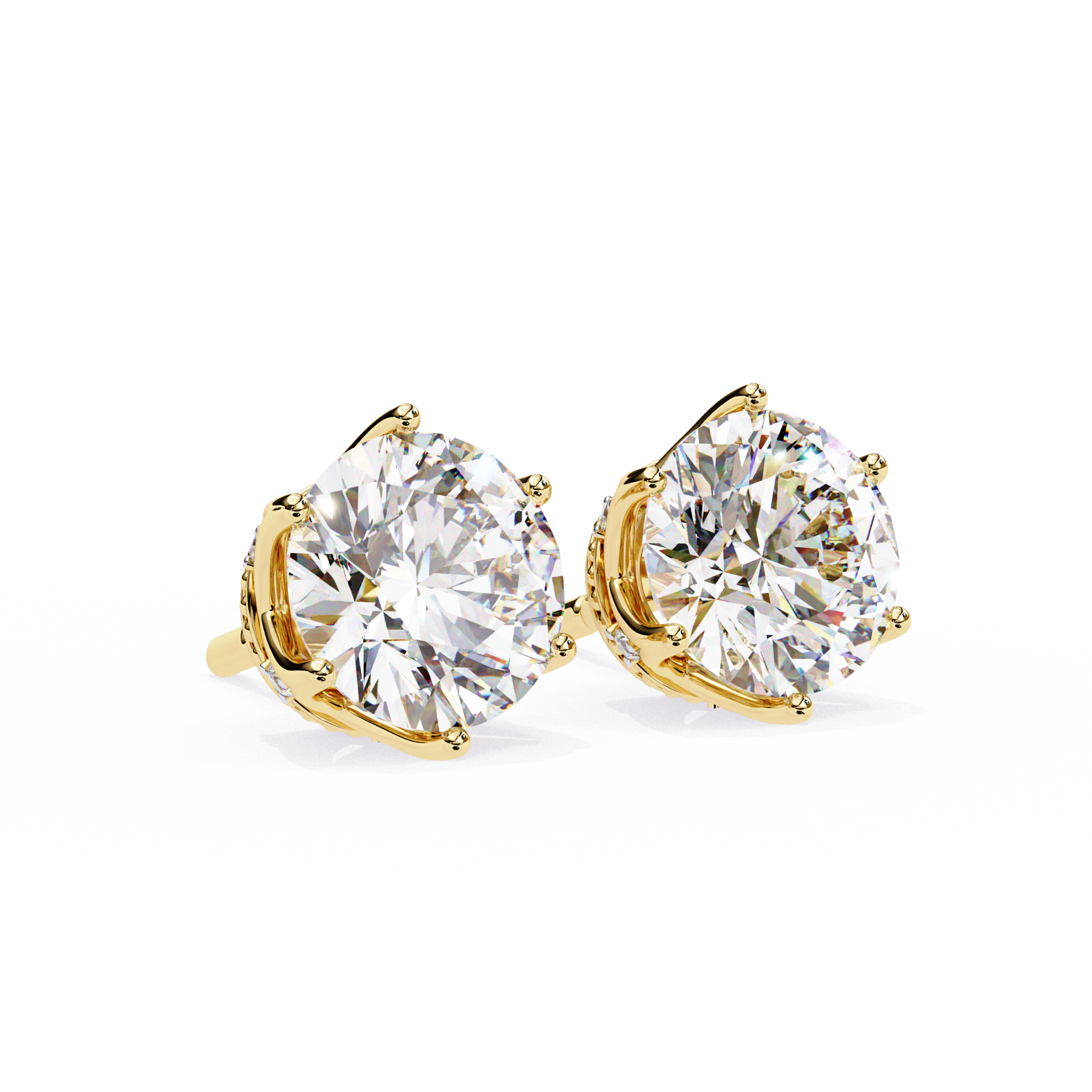 Classic Round Diamond Six Prong Crown Stud Earrings (F/G VS+)