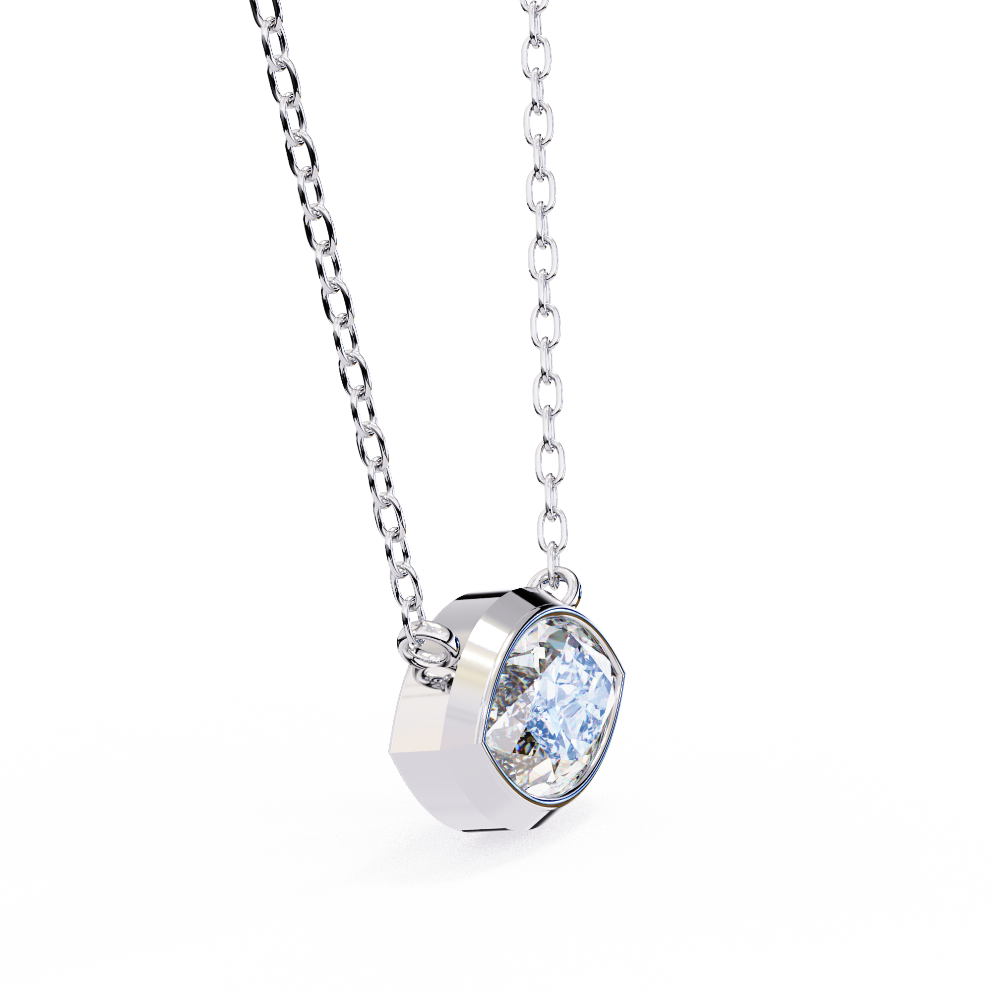 Classic Marquise Bezel Set Lab Created Diamond Solitaire Necklace