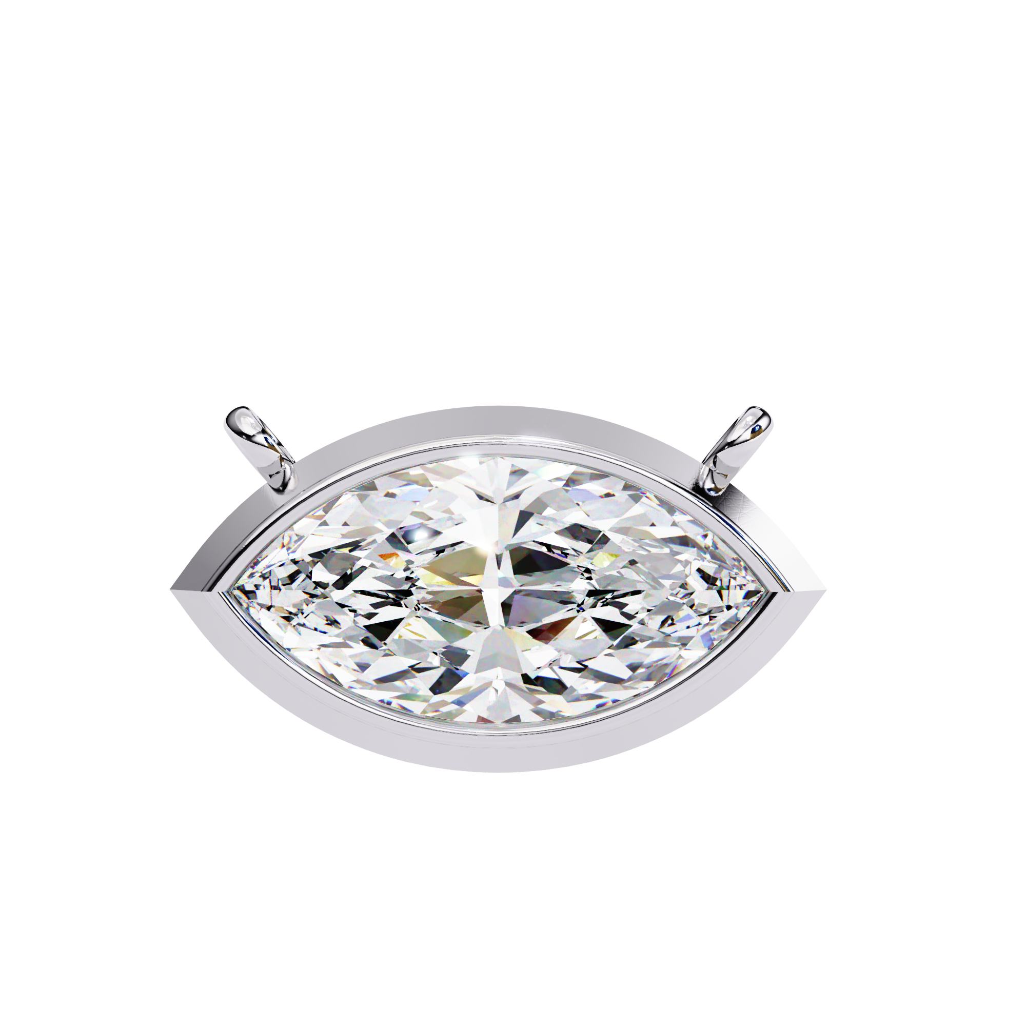 Classic Marquise Bezel Set Lab Created Diamond Solitaire Necklace