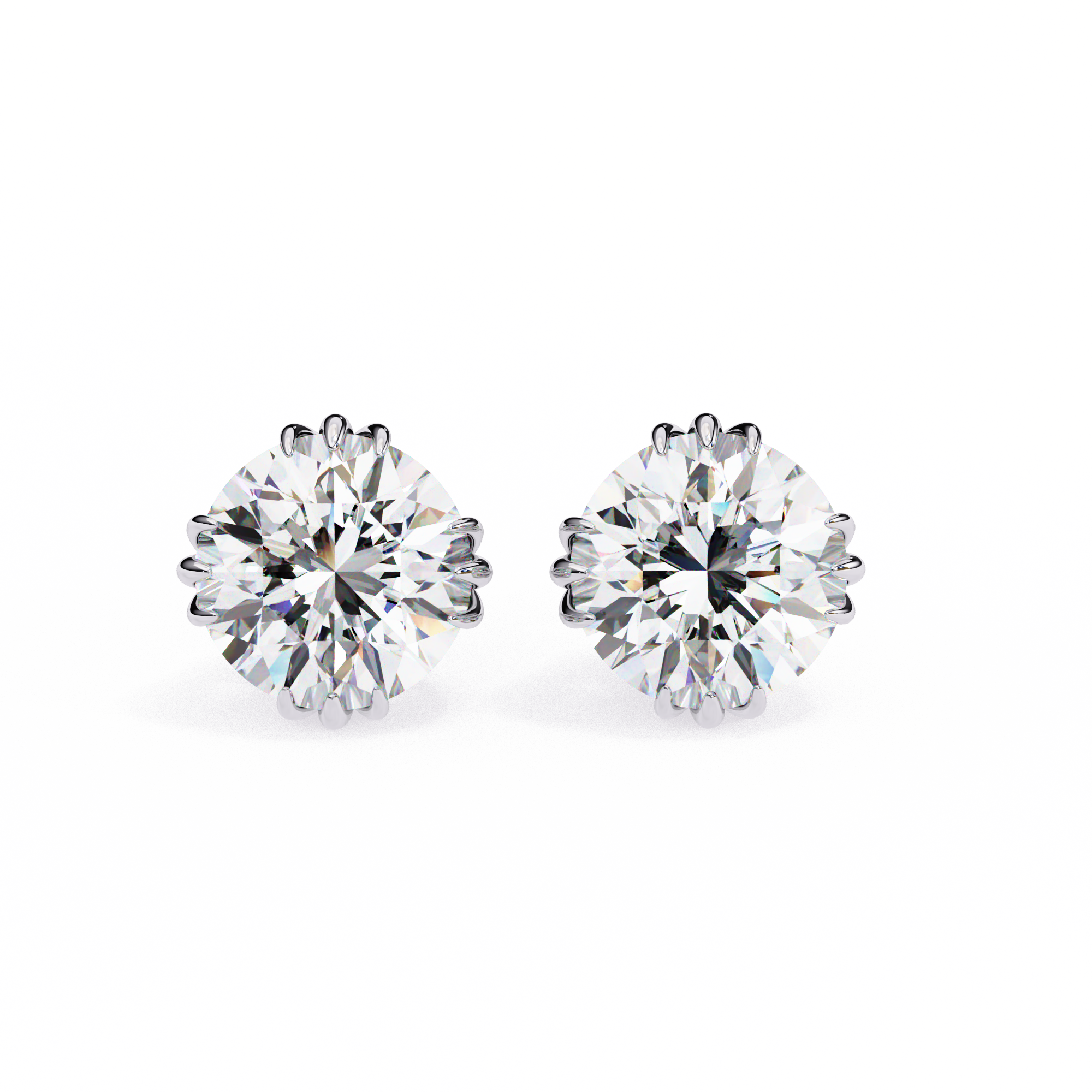 Classic Round Diamond Trinity Prong Stud Earrings (F/G VS+)