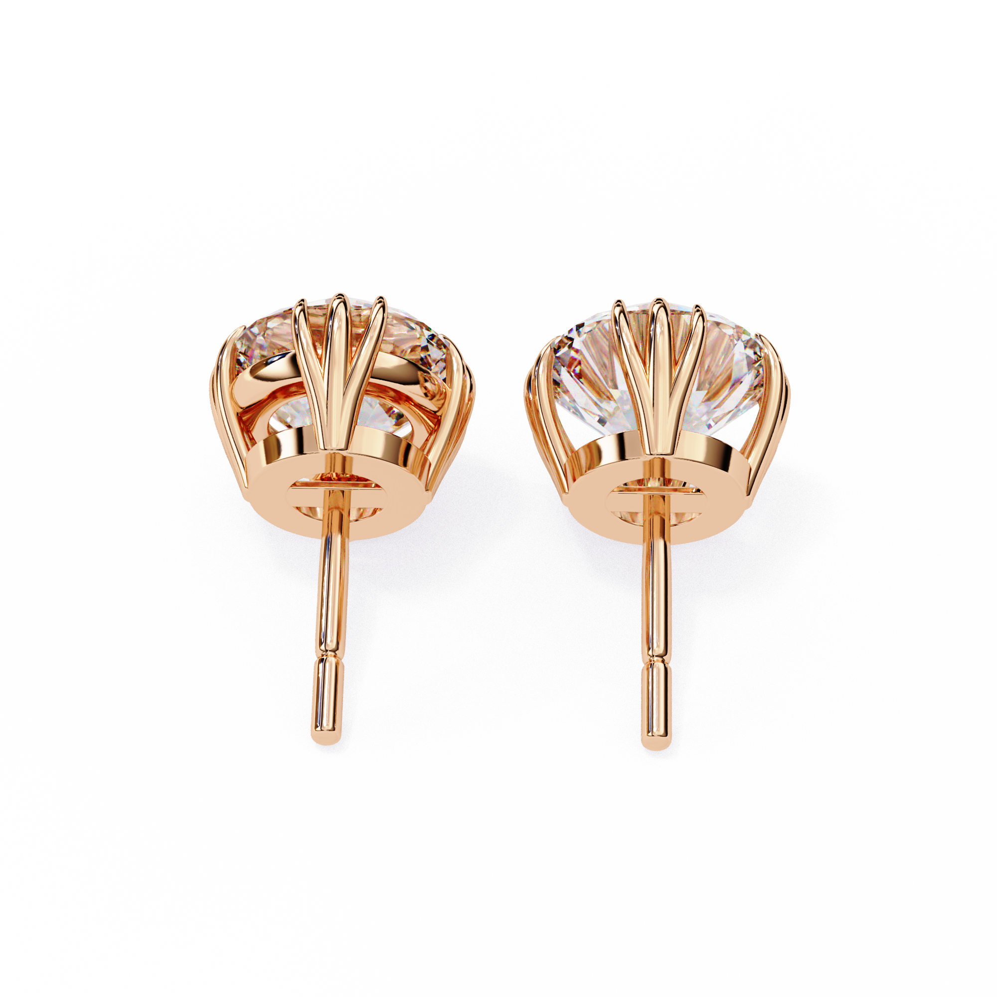 Classic Round Diamond Trinity Prong Stud Earrings (F/G VS+)