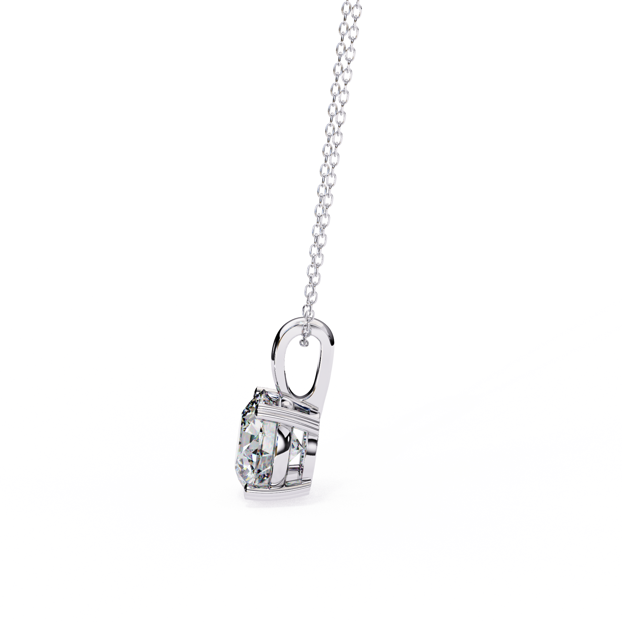Classic 4 Prong Basket Round Lab Created Diamond Solitaire Necklace