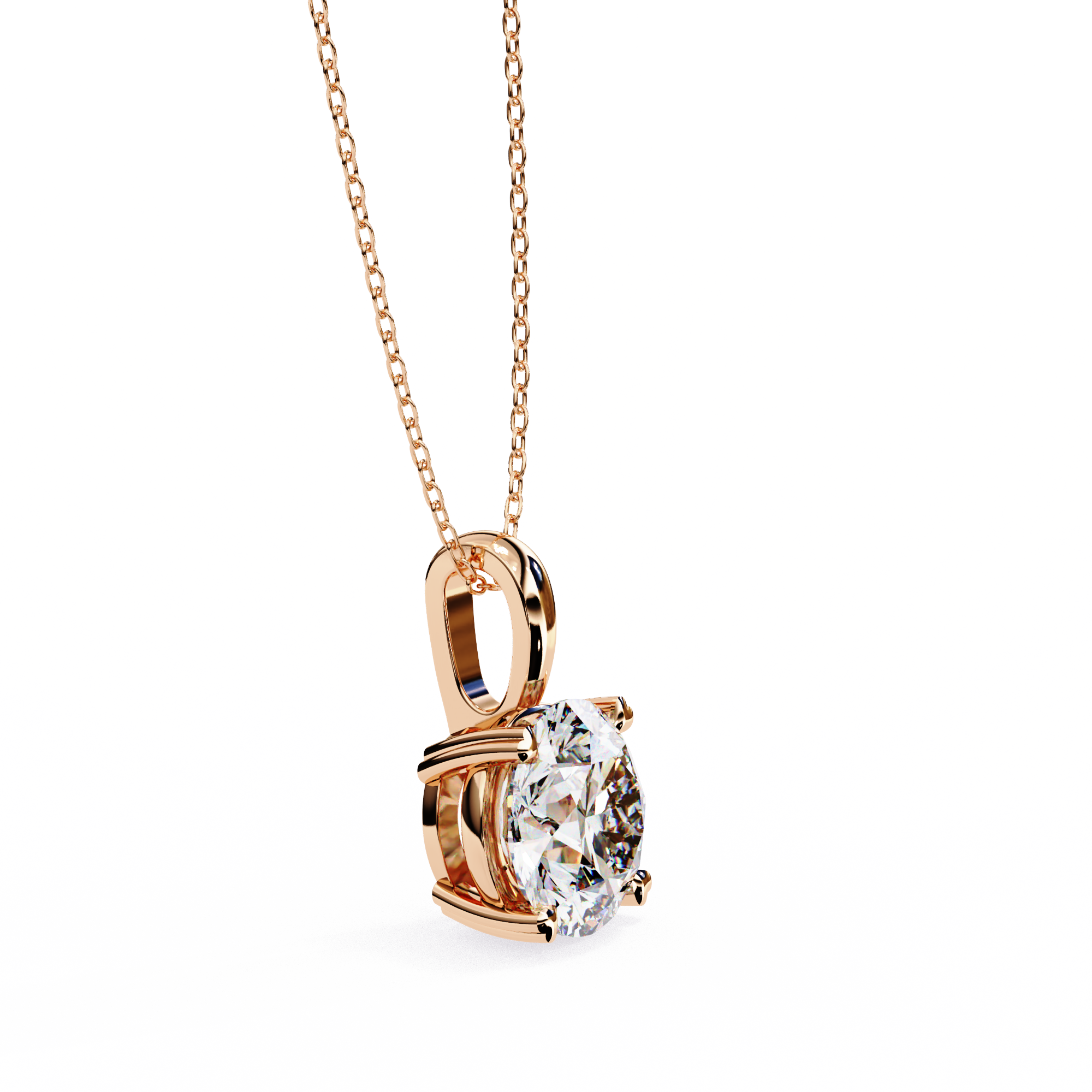 Classic 4 Prong Basket Round Lab Created Diamond Solitaire Necklace