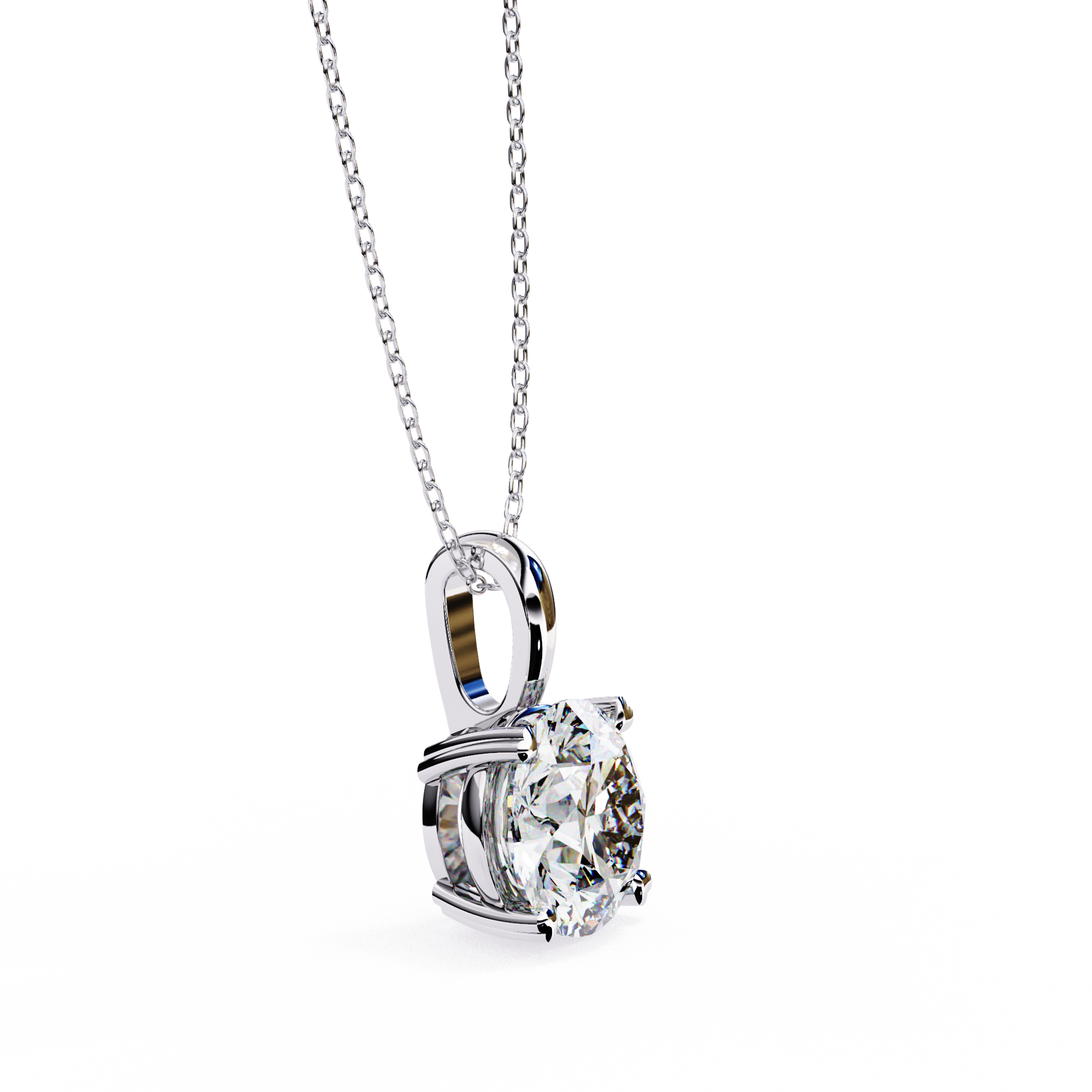 Classic 4 Prong Basket Round Lab Created Diamond Solitaire Necklace