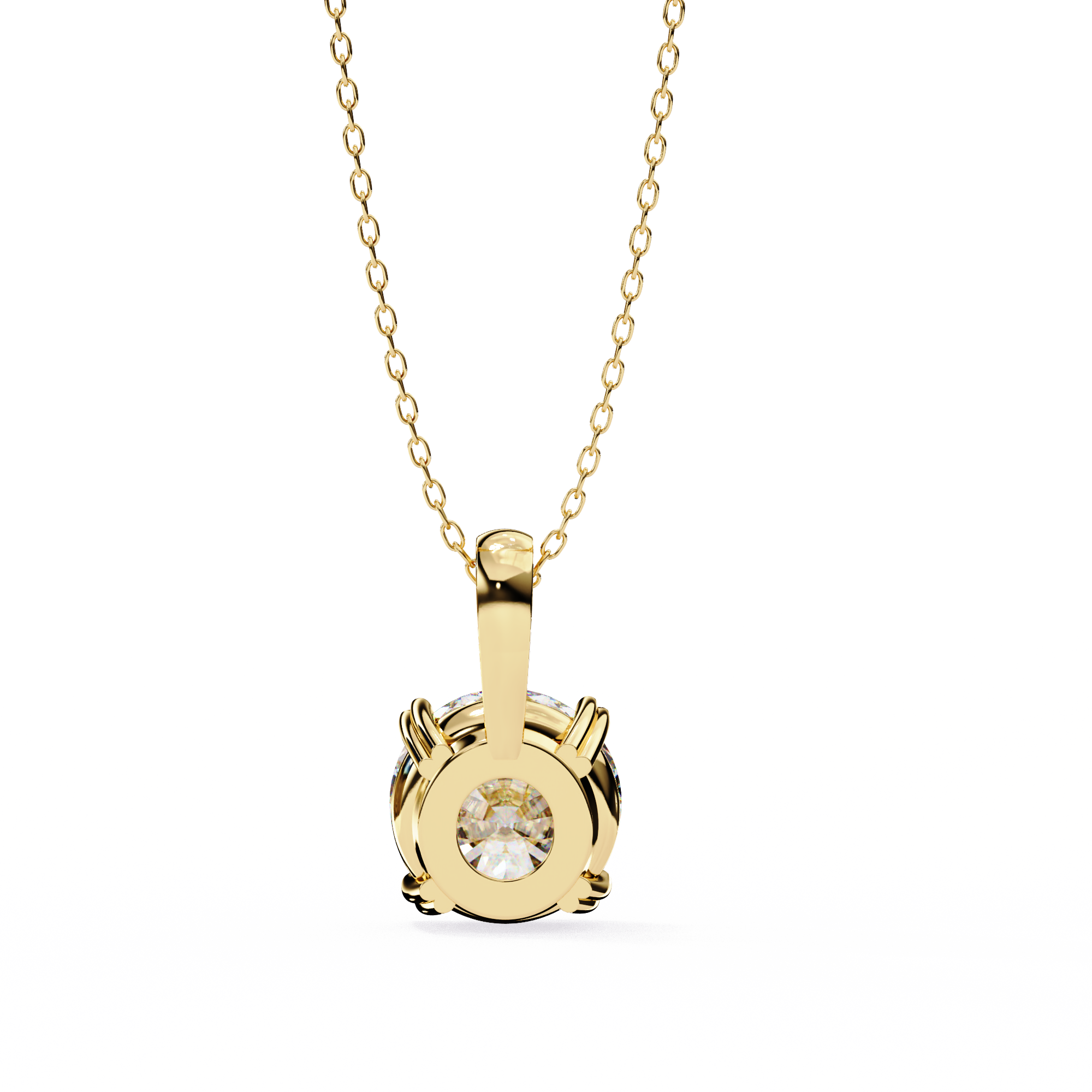 Classic 4 Prong Basket Round Lab Created Diamond Solitaire Necklace