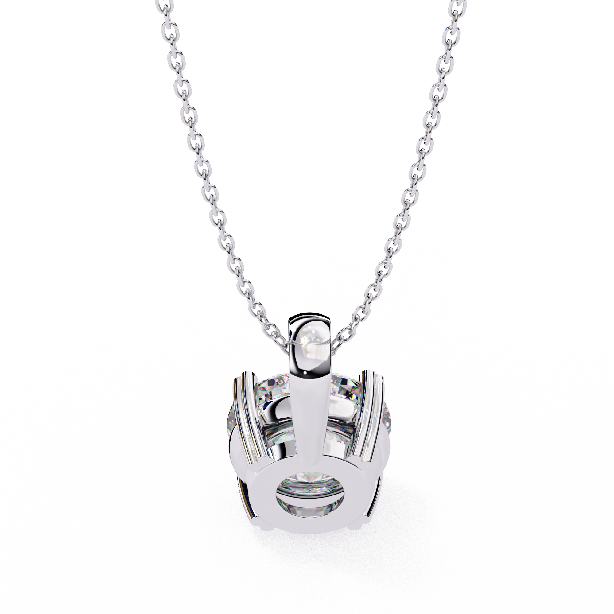 Classic 4 Prong Basket Round Lab Created Diamond Solitaire Necklace