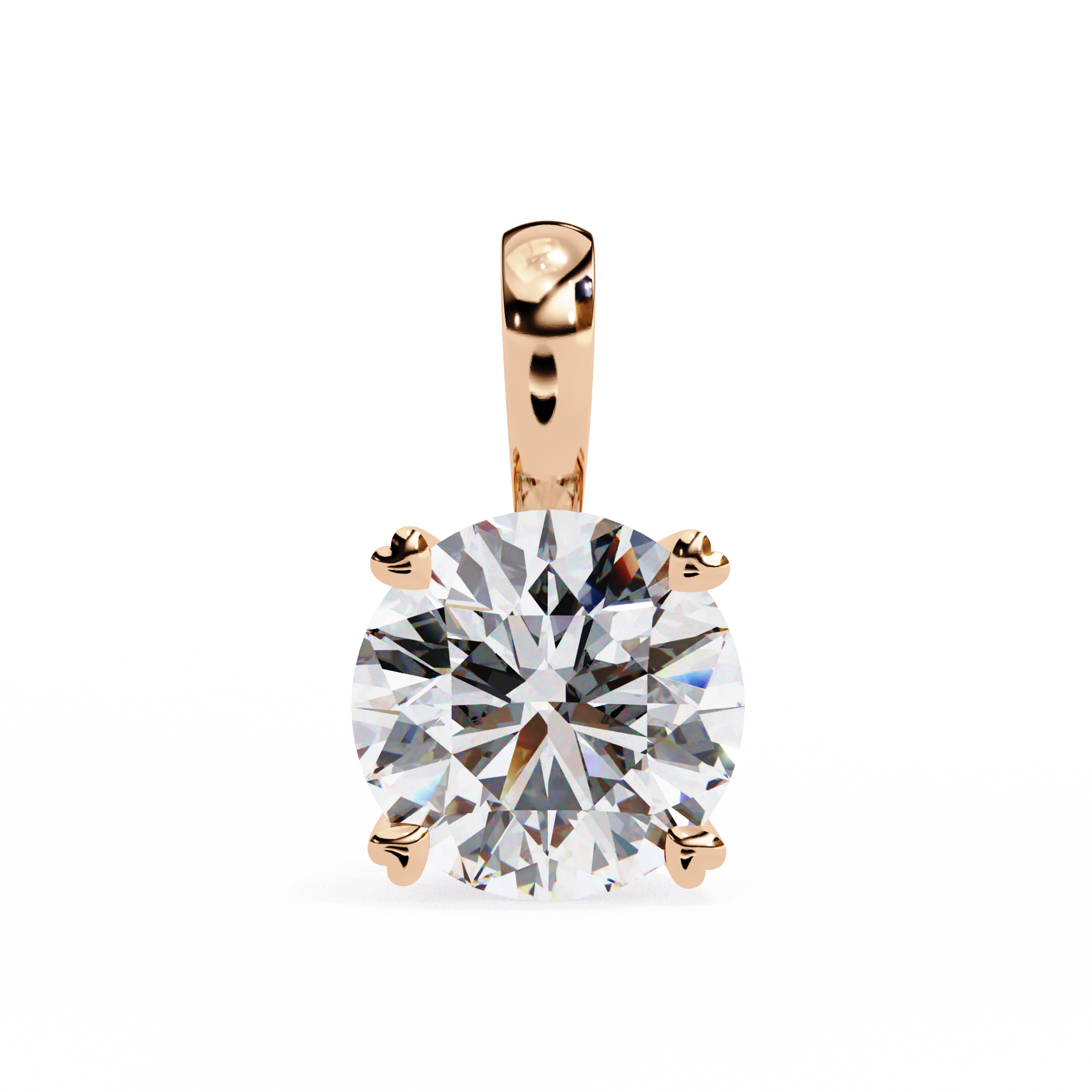 Classic 4 Prong Basket Round Lab Created Diamond Solitaire Necklace