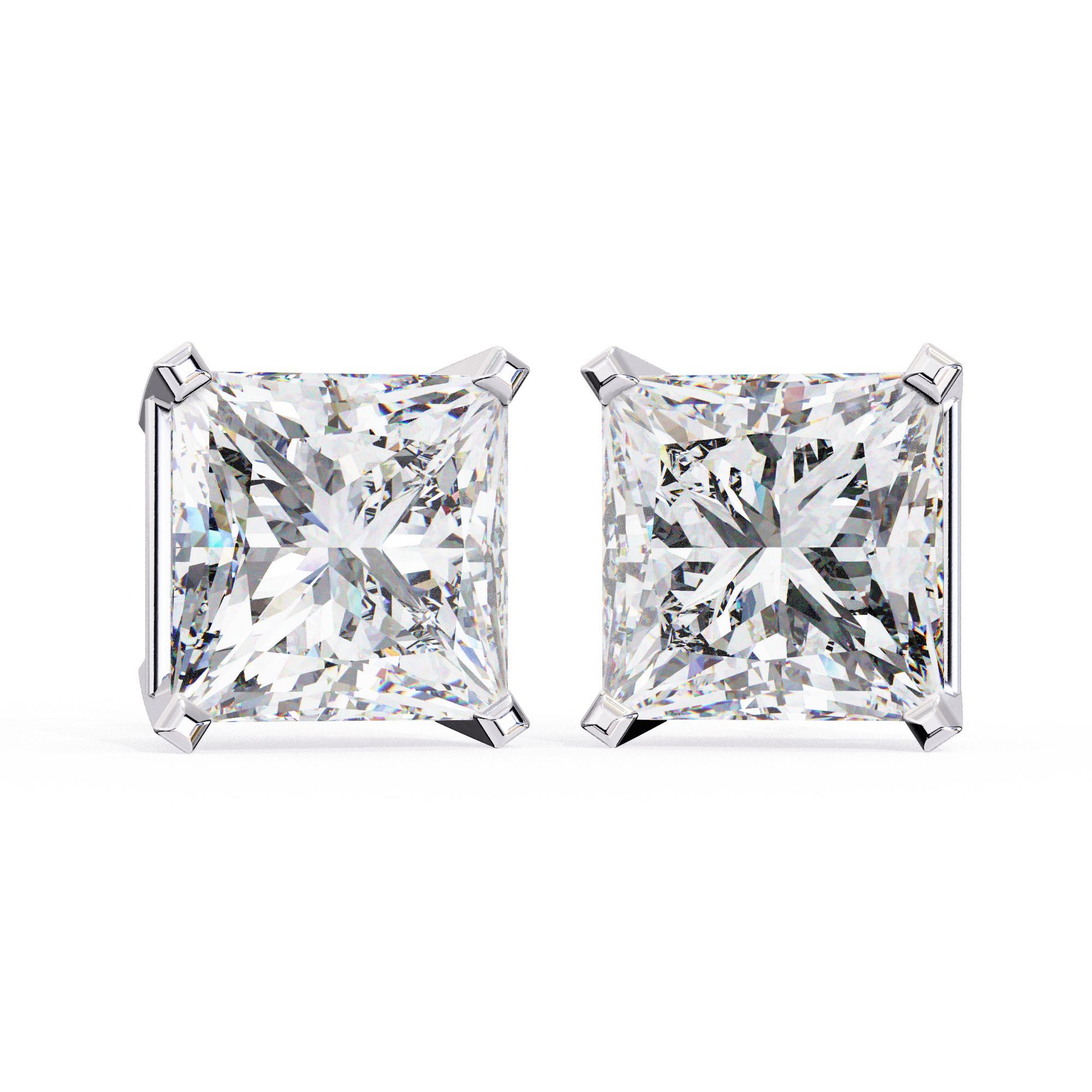 Classic Princess Cut Diamond Four Prong Martini Stud Earrings (F/G VS+)