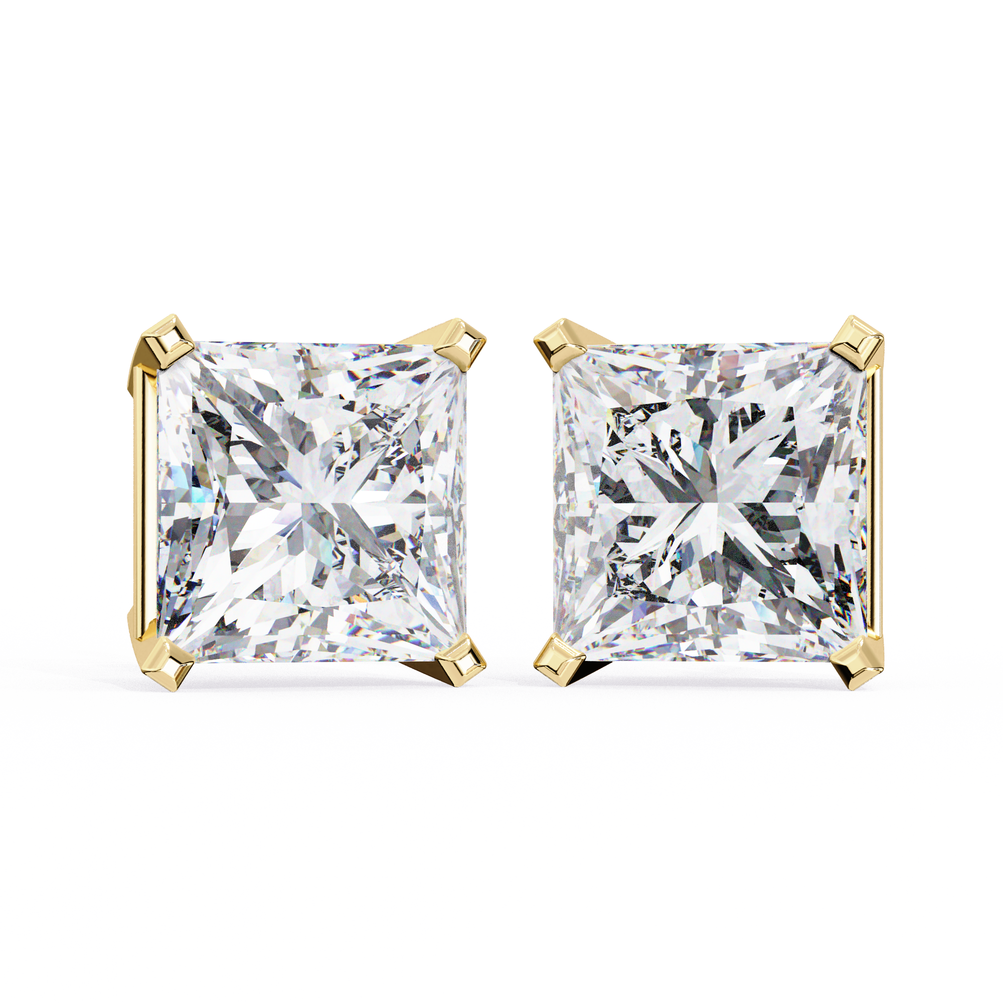 Classic Princess Cut Diamond Four Prong Martini Stud Earrings (F/G VS+)