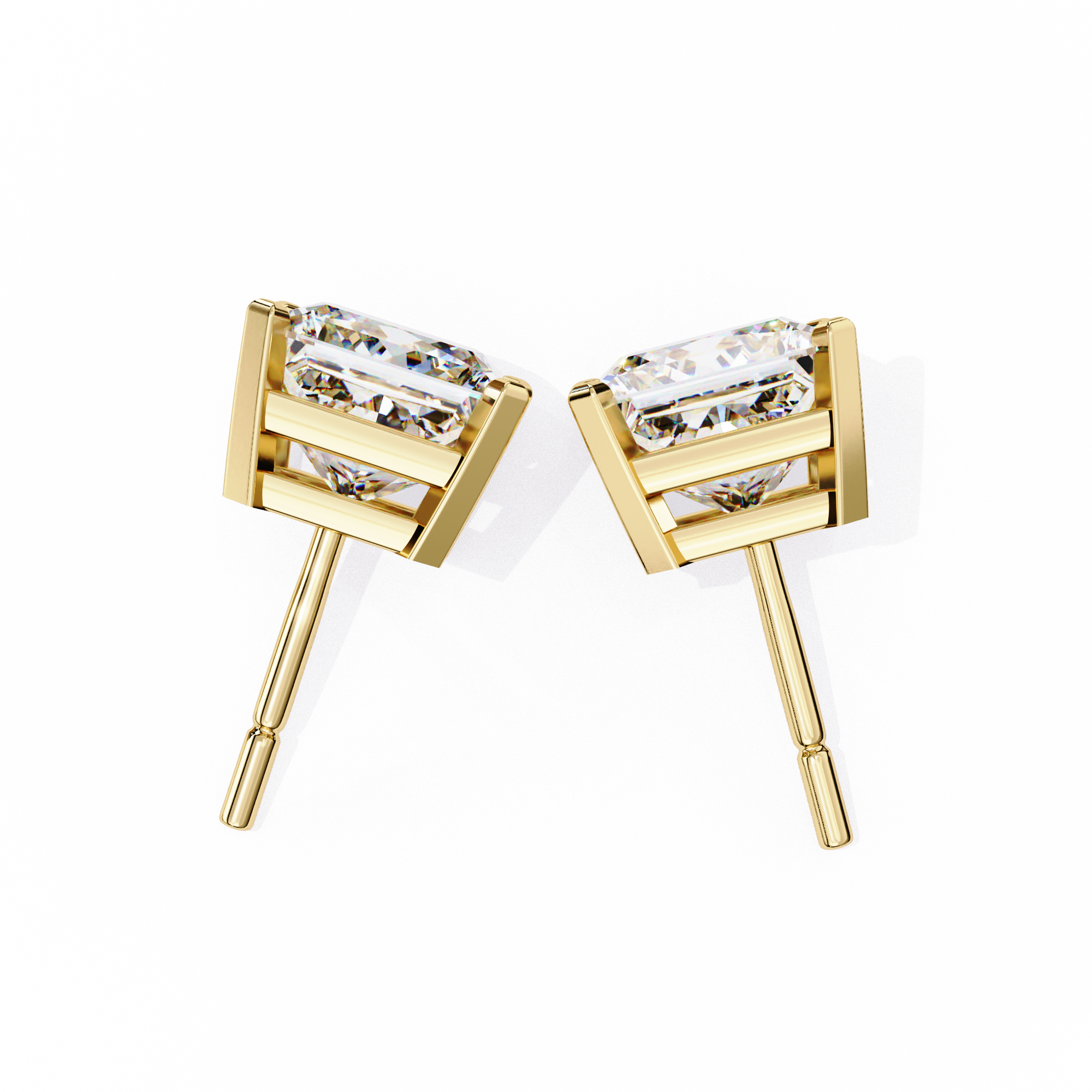 Classic Princess Cut Diamond Four Prong Martini Stud Earrings (F/G VS+)