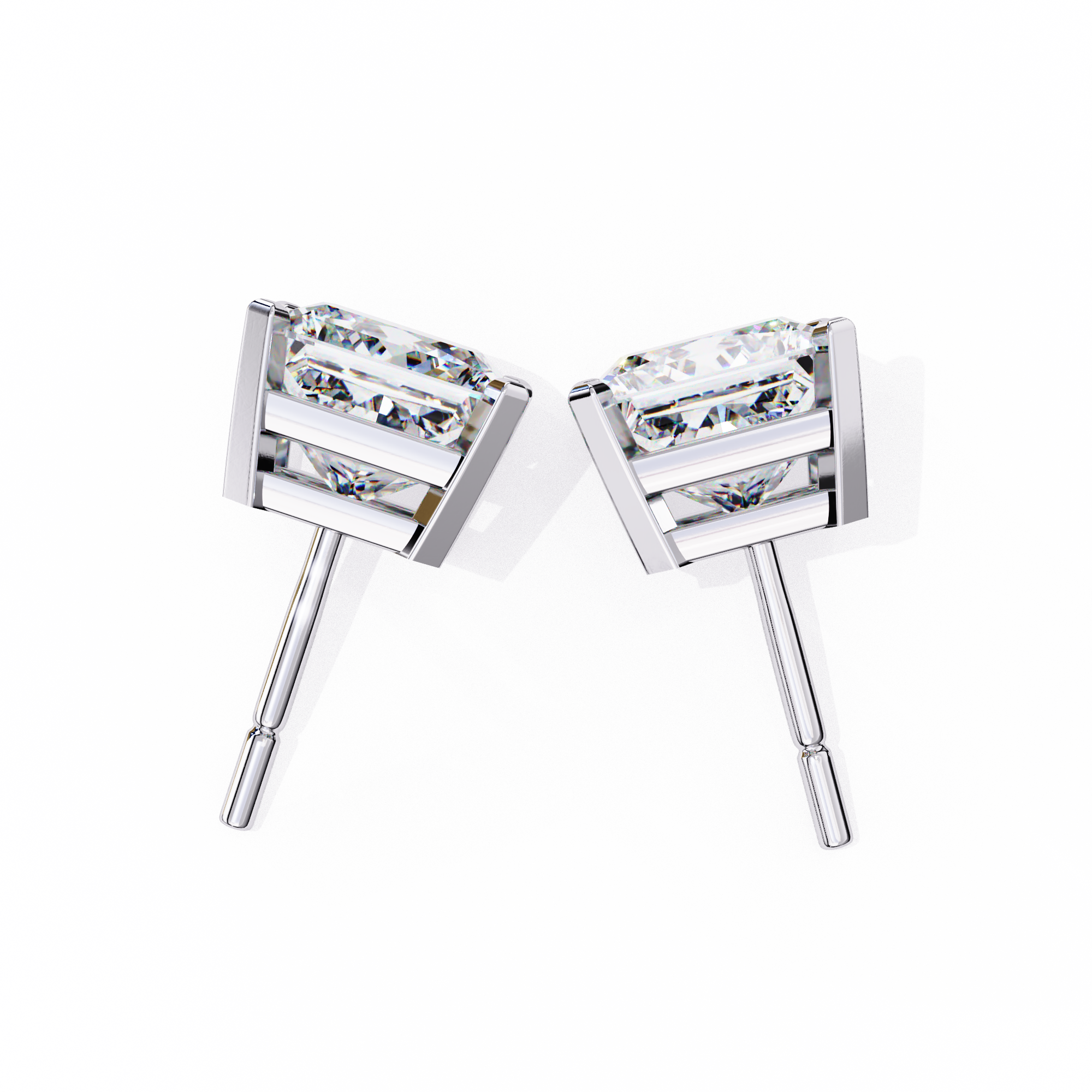 Classic Princess Cut Diamond Four Prong Martini Stud Earrings (F/G VS+)