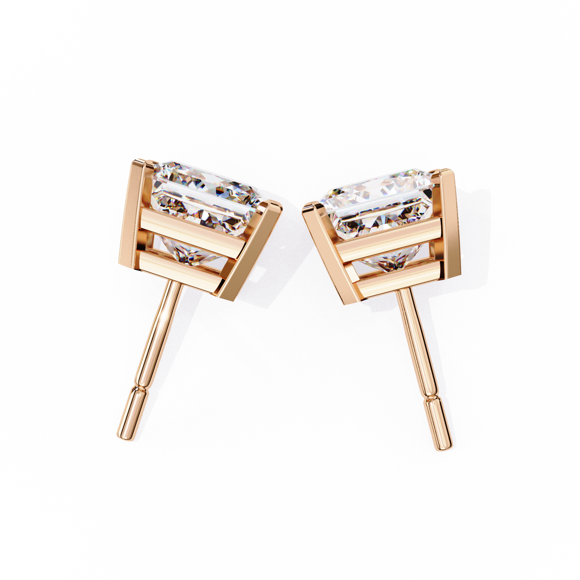 Classic Princess Cut Diamond Four Prong Martini Stud Earrings (F/G VS+)