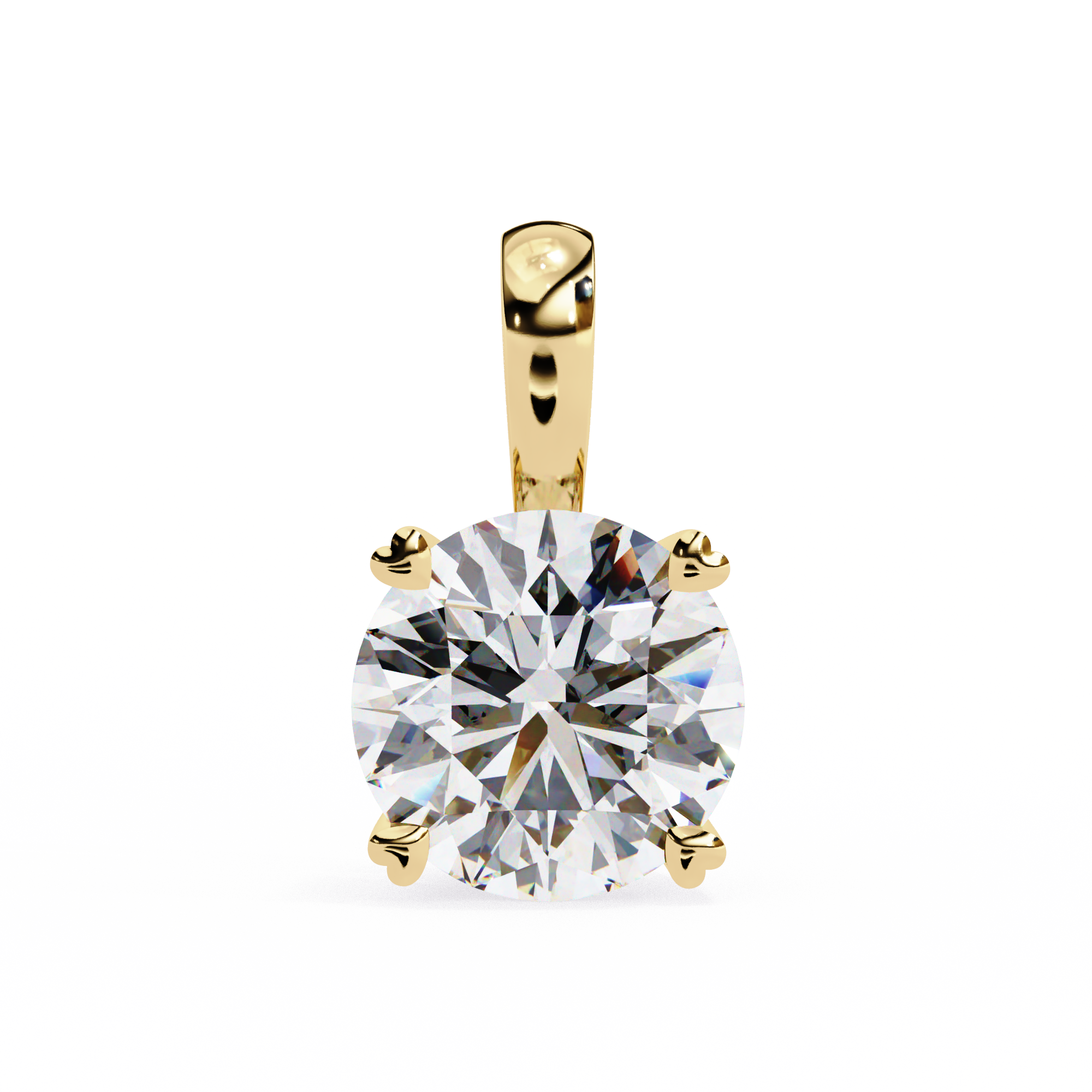 Classic 4 Prong Basket Round Lab Created Diamond Solitaire Necklace