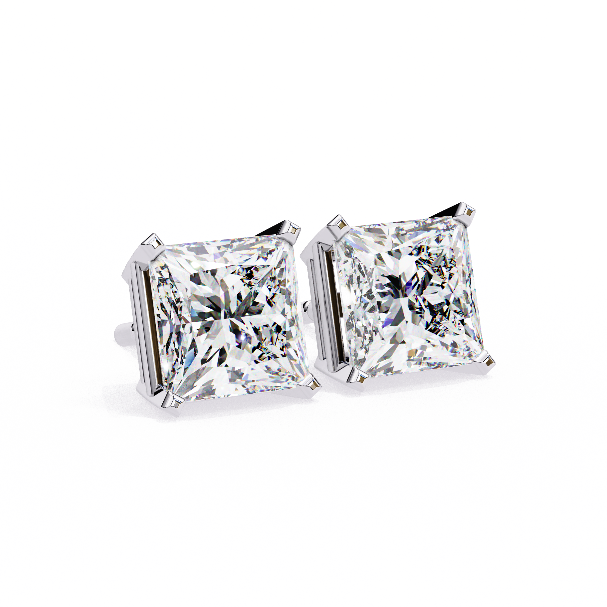 Classic Princess Cut Diamond Four Prong Martini Stud Earrings (F/G VS+)