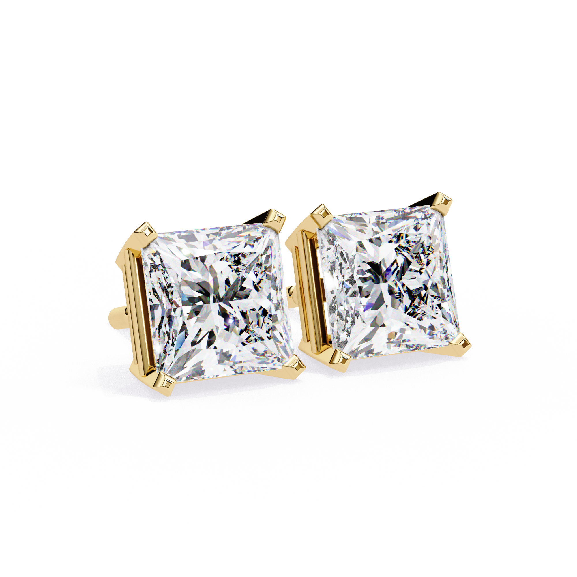 Classic Princess Cut Diamond Four Prong Martini Stud Earrings (F/G VS+)