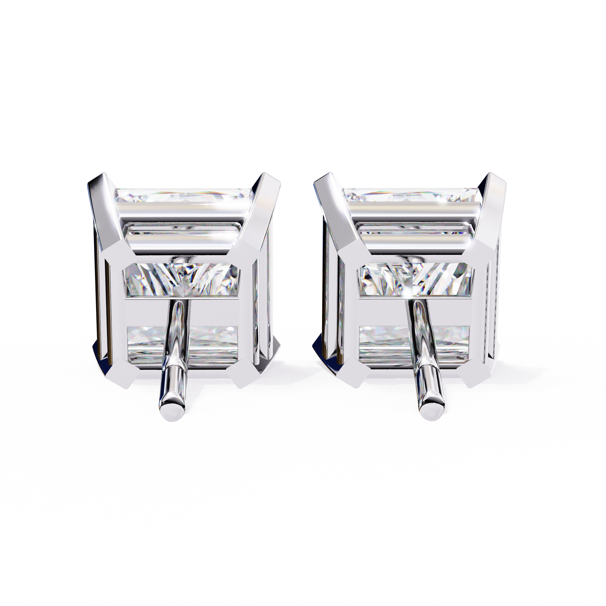 Classic Princess Cut Diamond Four Prong Martini Stud Earrings (F/G VS+)