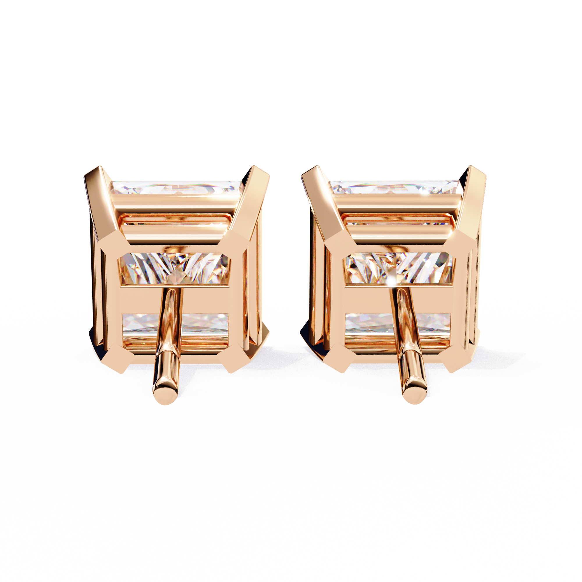 Classic Princess Cut Diamond Four Prong Martini Stud Earrings (F/G VS+)
