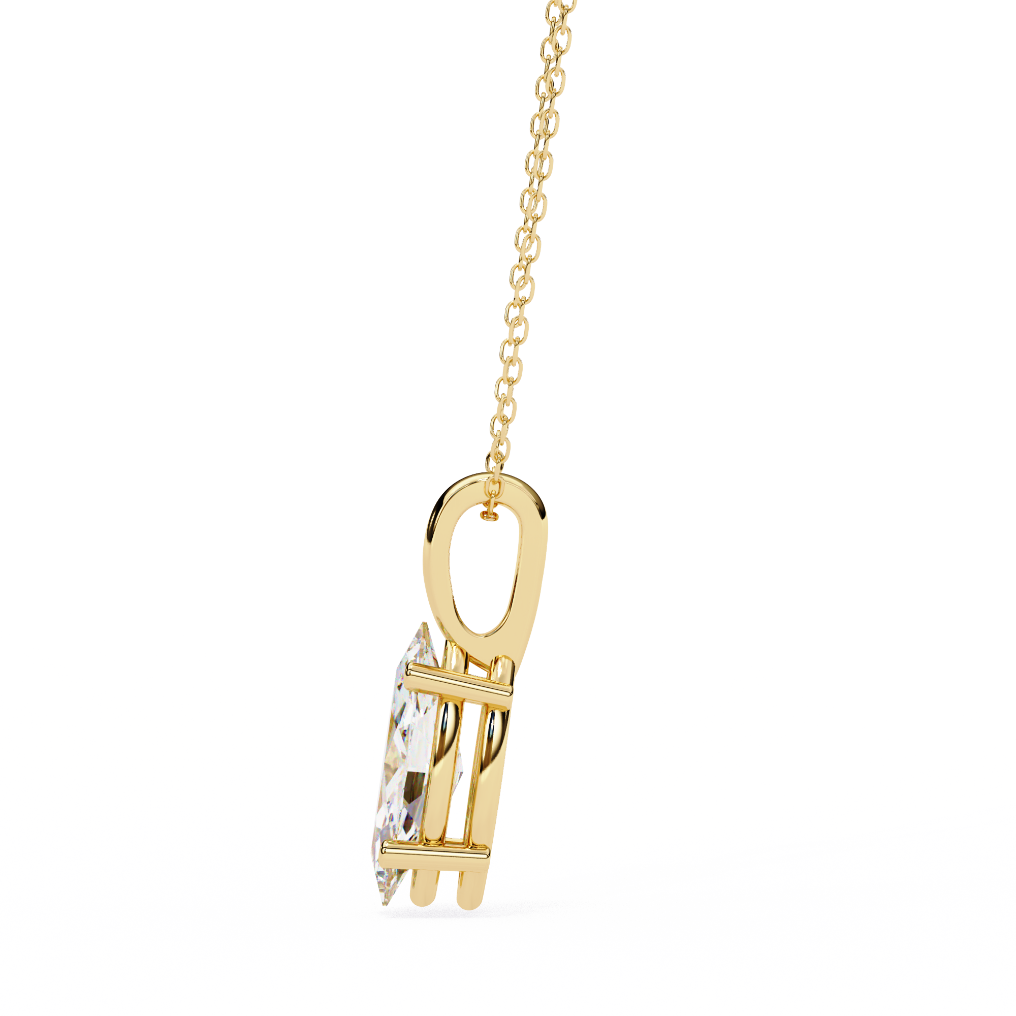 Classic 4 Prong Basket Marquise Lab Created Diamond Solitaire Necklace