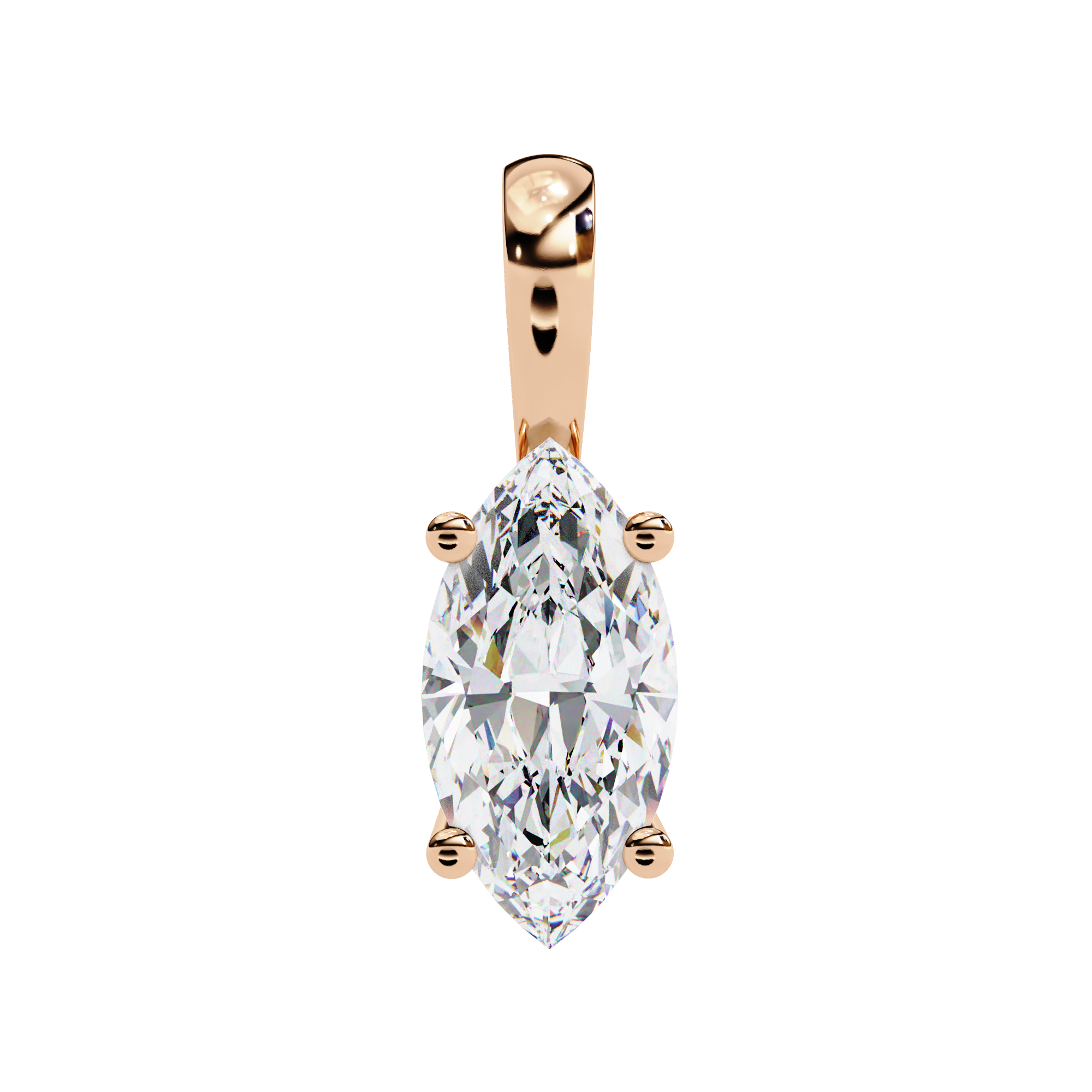Classic 4 Prong Basket Marquise Lab Created Diamond Solitaire Necklace