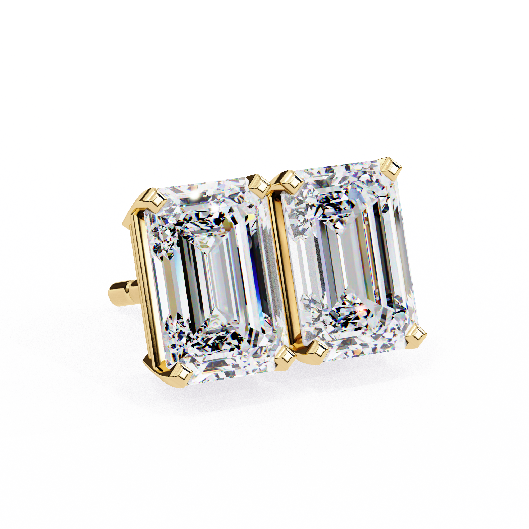 Classic Emerald Cut Diamond Four Prong Stud Earrings (F/G VS+)