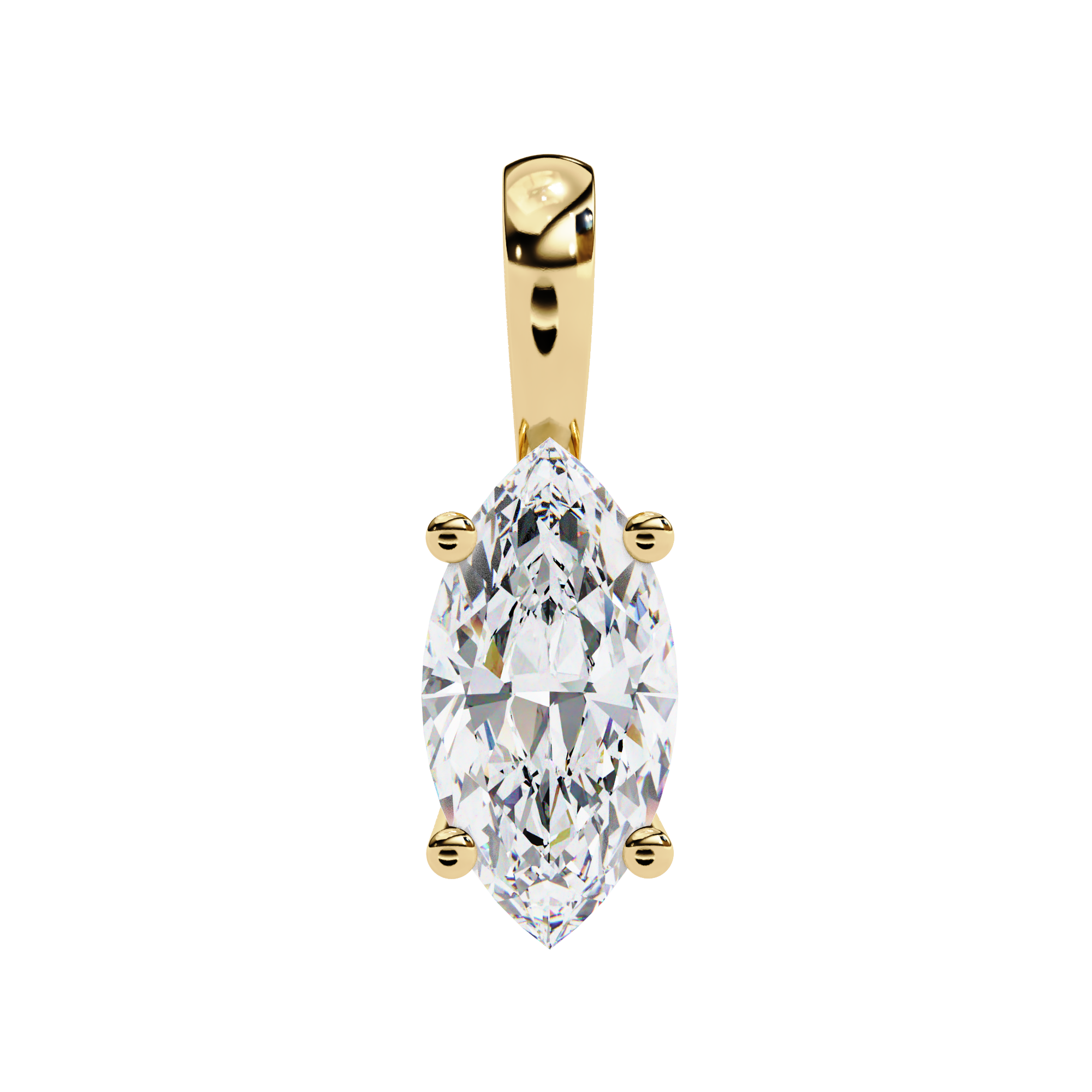 Classic 4 Prong Basket Marquise Lab Created Diamond Solitaire Necklace