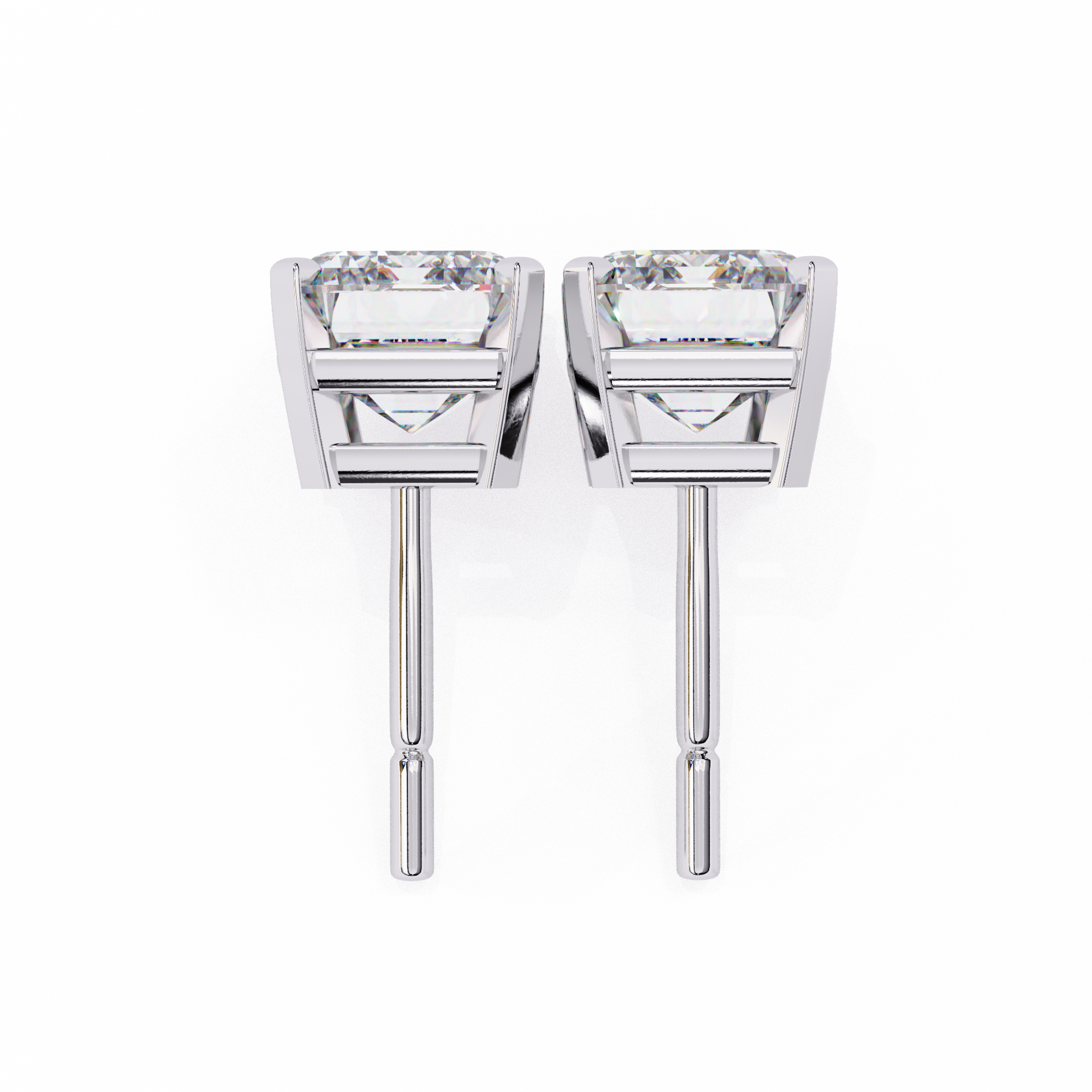 Classic Emerald Cut Diamond Four Prong Stud Earrings (F/G VS+)
