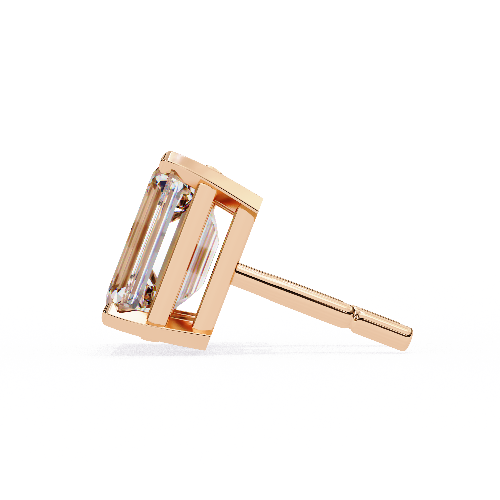 Classic Emerald Cut Diamond Four Prong Stud Earrings (F/G VS+)