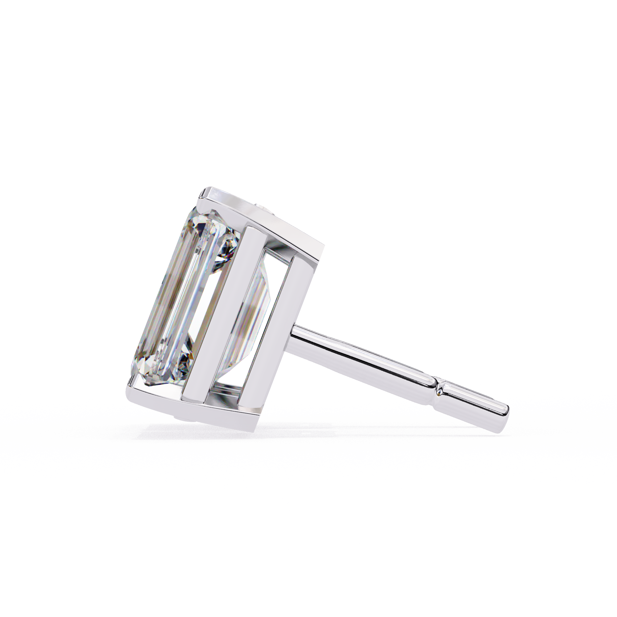 Classic Emerald Cut Diamond Four Prong Stud Earrings (F/G VS+)