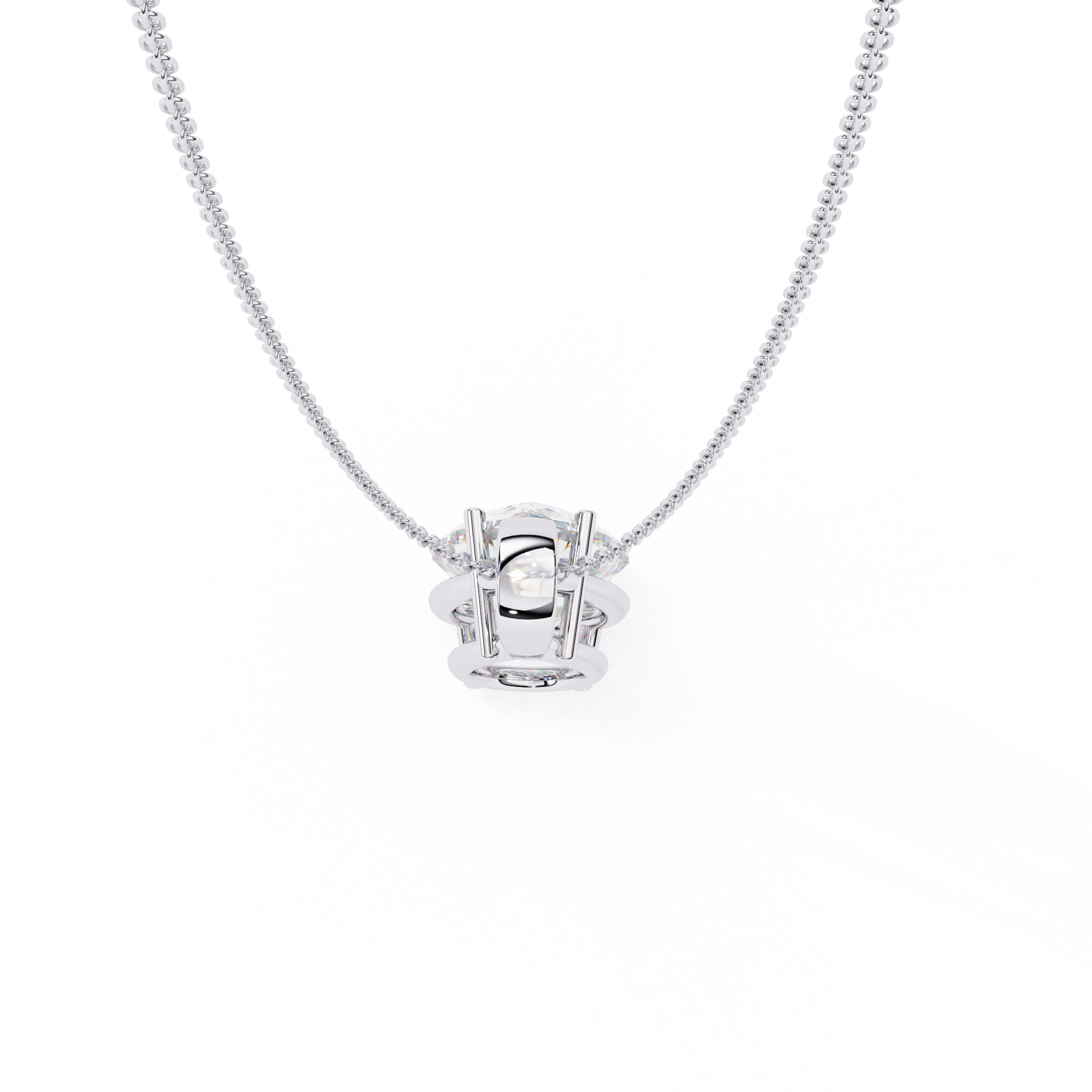 Classic 4 Prong Basket Pear Lab Created Diamond Solitaire Necklace