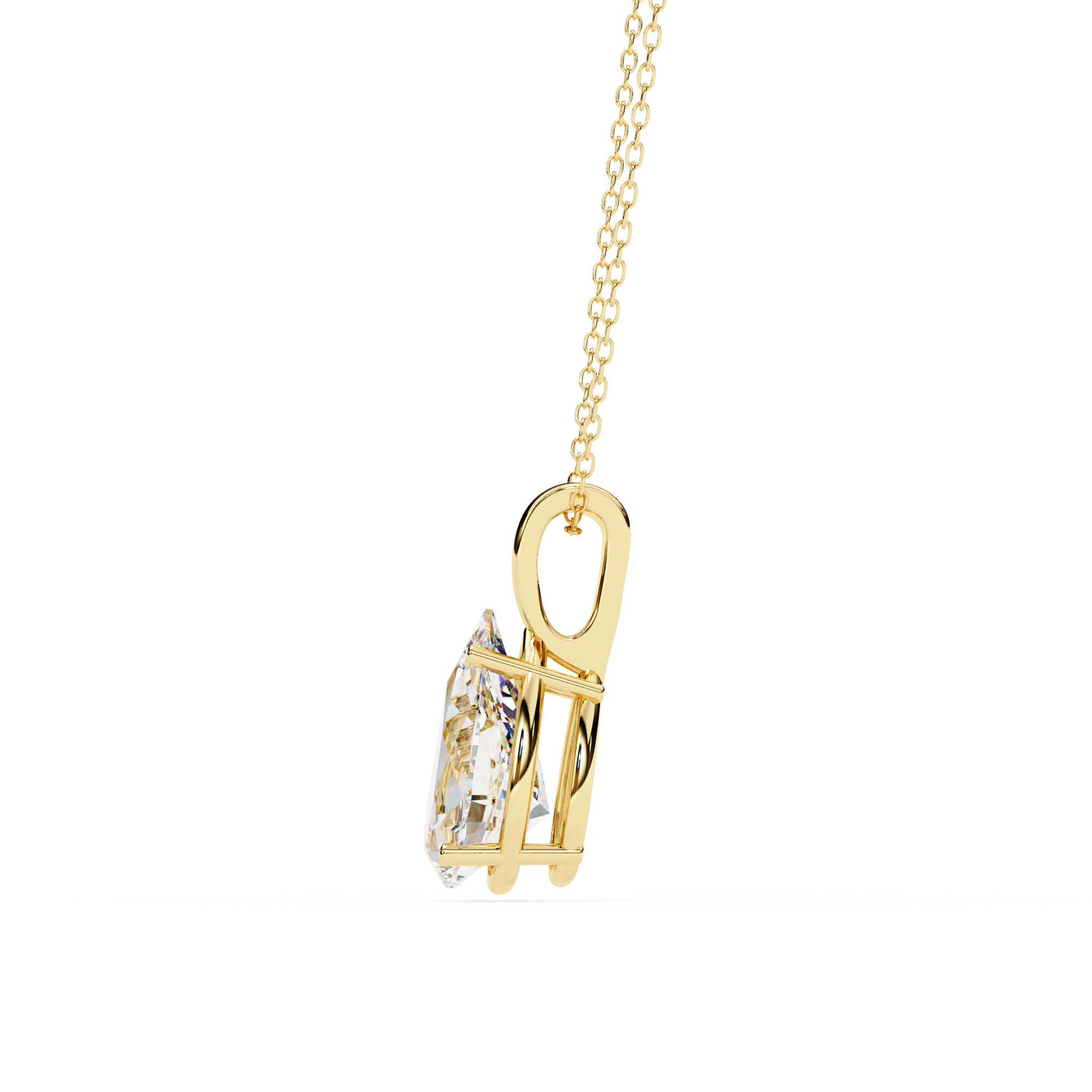 Classic 4 Prong Basket Pear Lab Created Diamond Solitaire Necklace