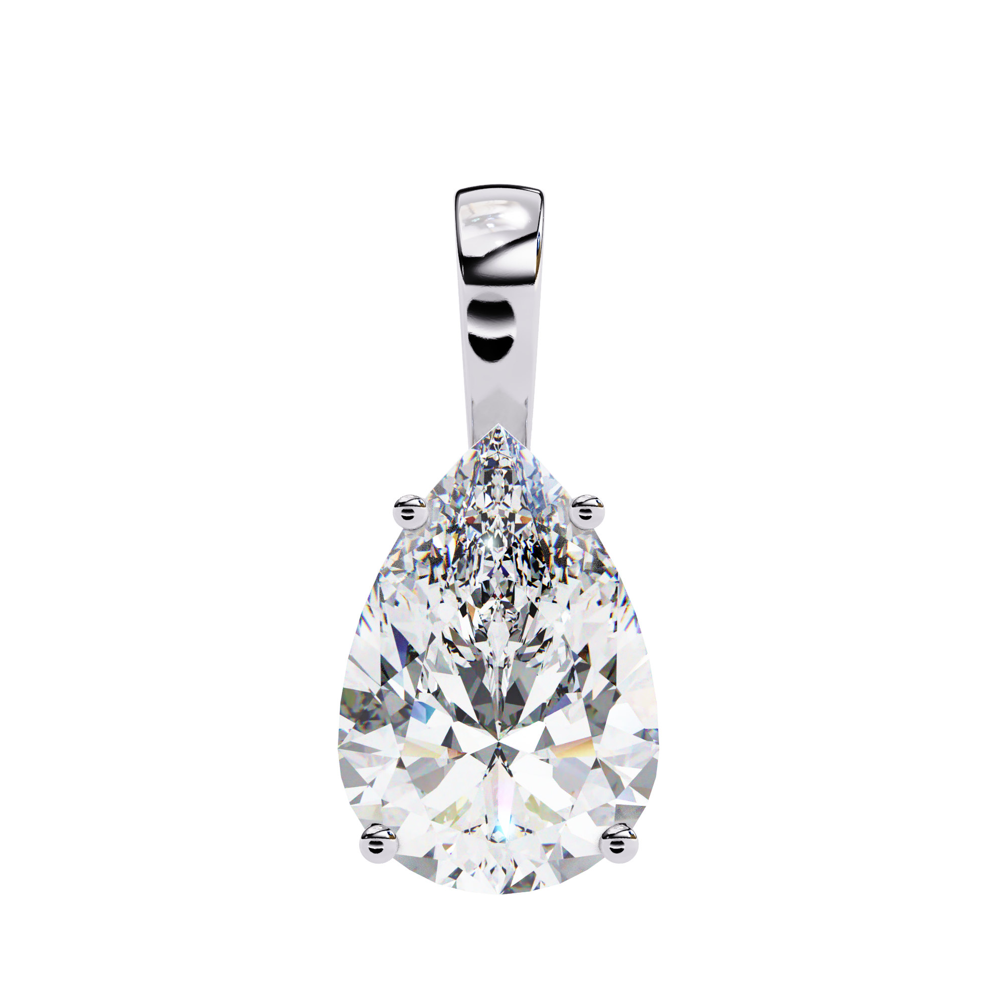 Classic 4 Prong Basket Pear Lab Created Diamond Solitaire Necklace