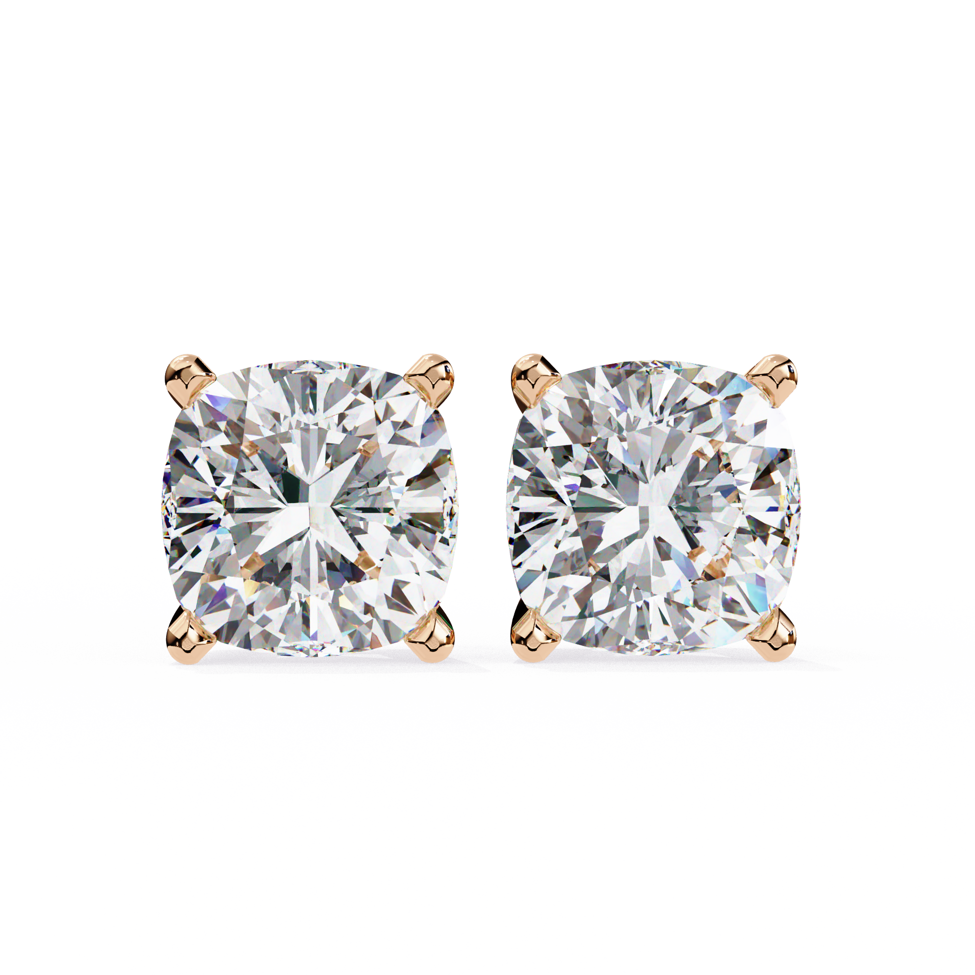 Classic Cushion Diamond Four Prong Stud Earrings (F/G VS+)