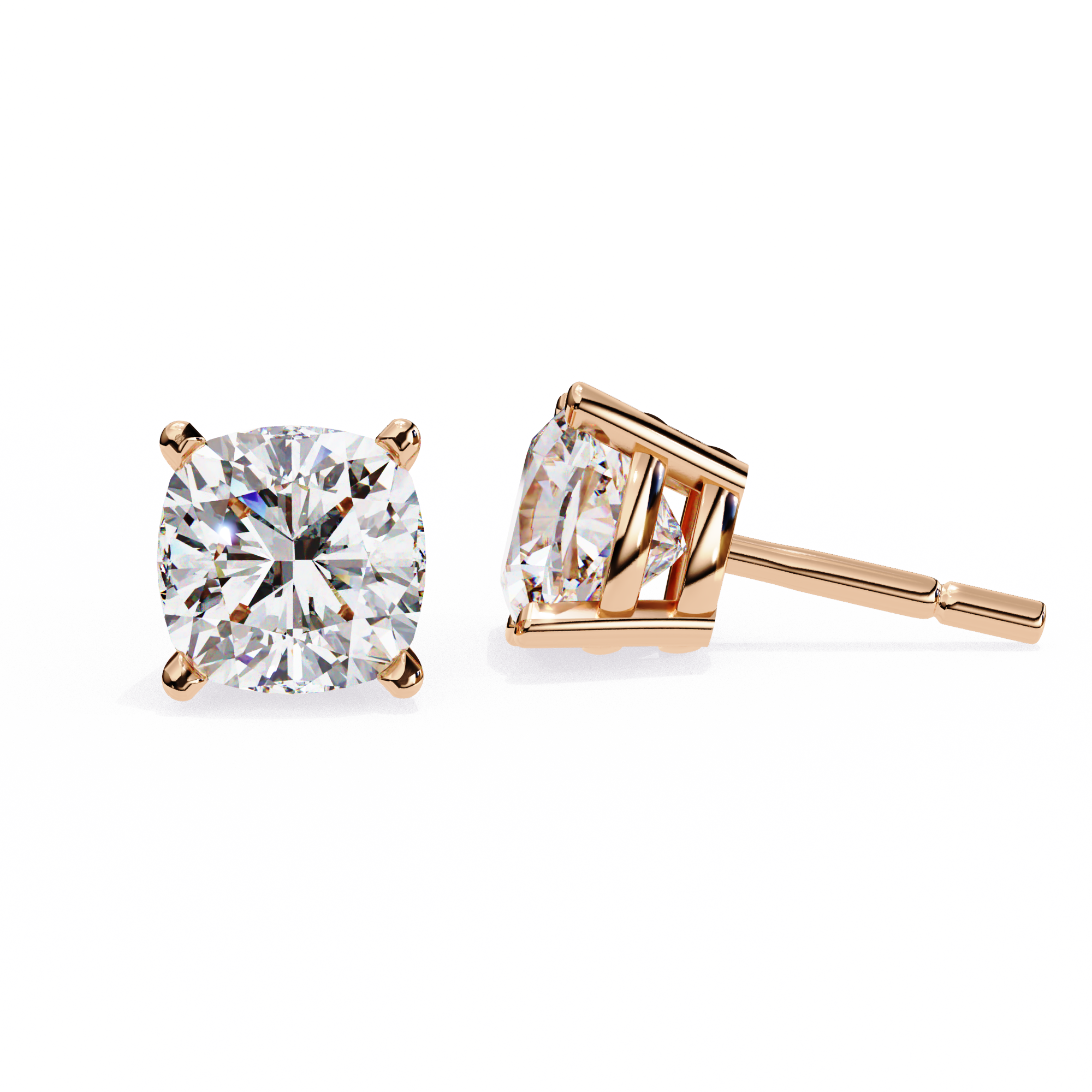 Classic Cushion Diamond Four Prong Stud Earrings (F/G VS+)