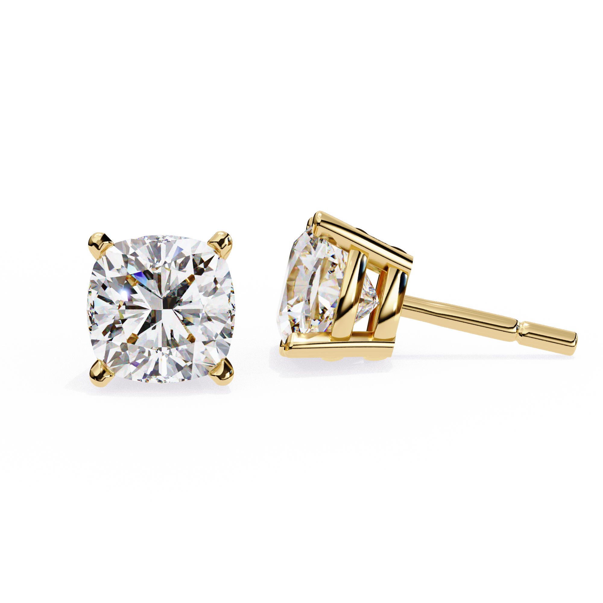 Classic Cushion Diamond Four Prong Stud Earrings (F/G VS+)