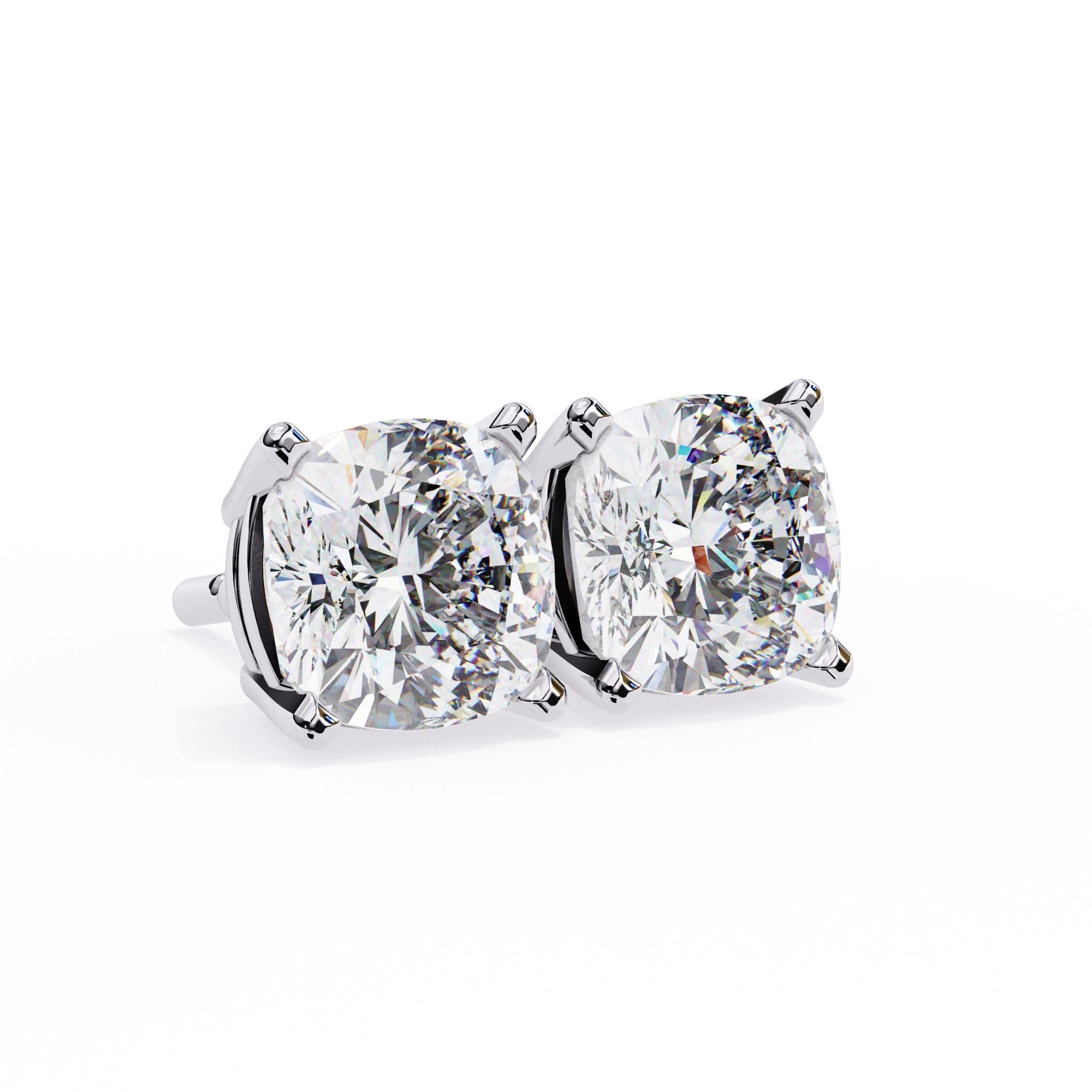 Classic Cushion Diamond Four Prong Stud Earrings (F/G VS+)