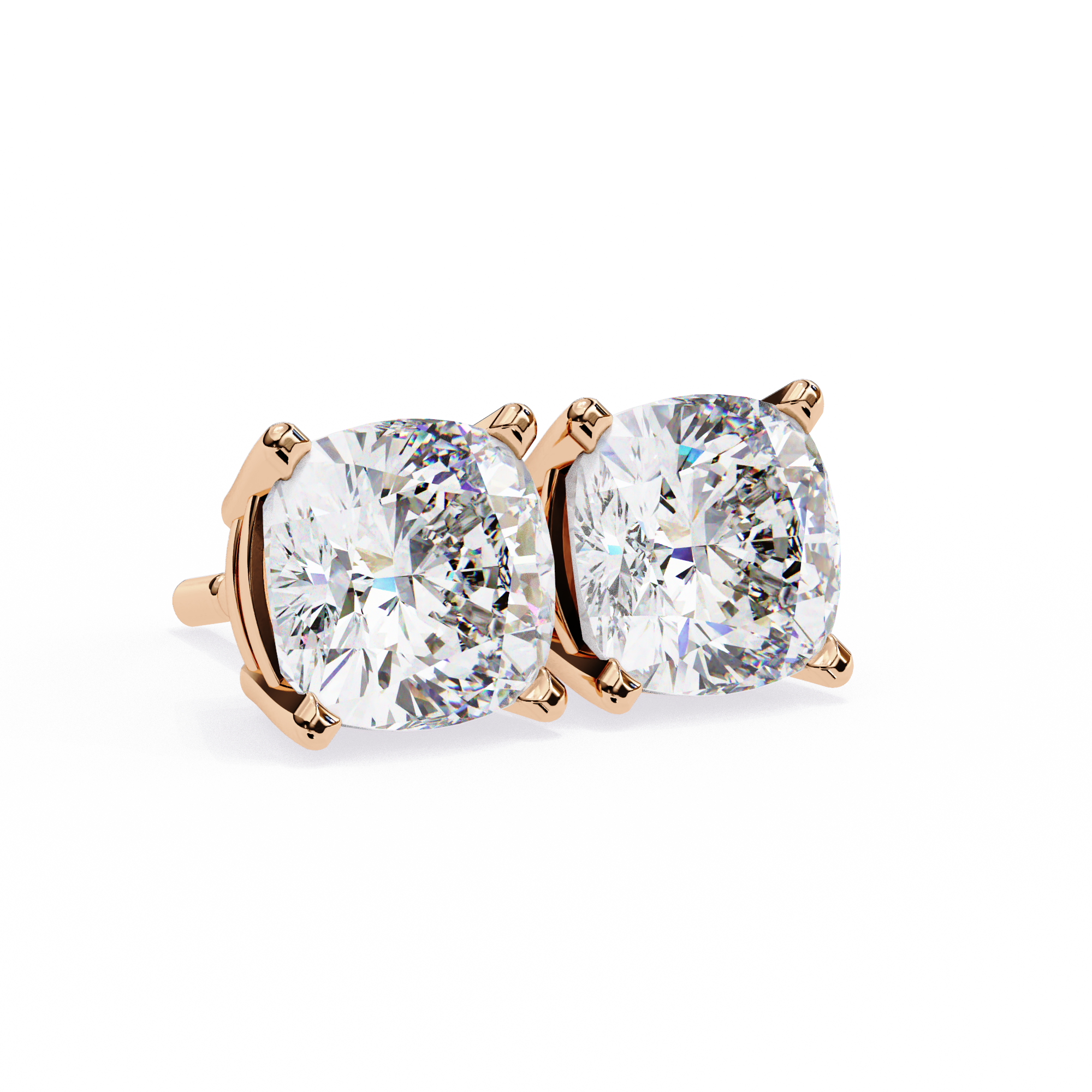 Classic Cushion Diamond Four Prong Stud Earrings (F/G VS+)