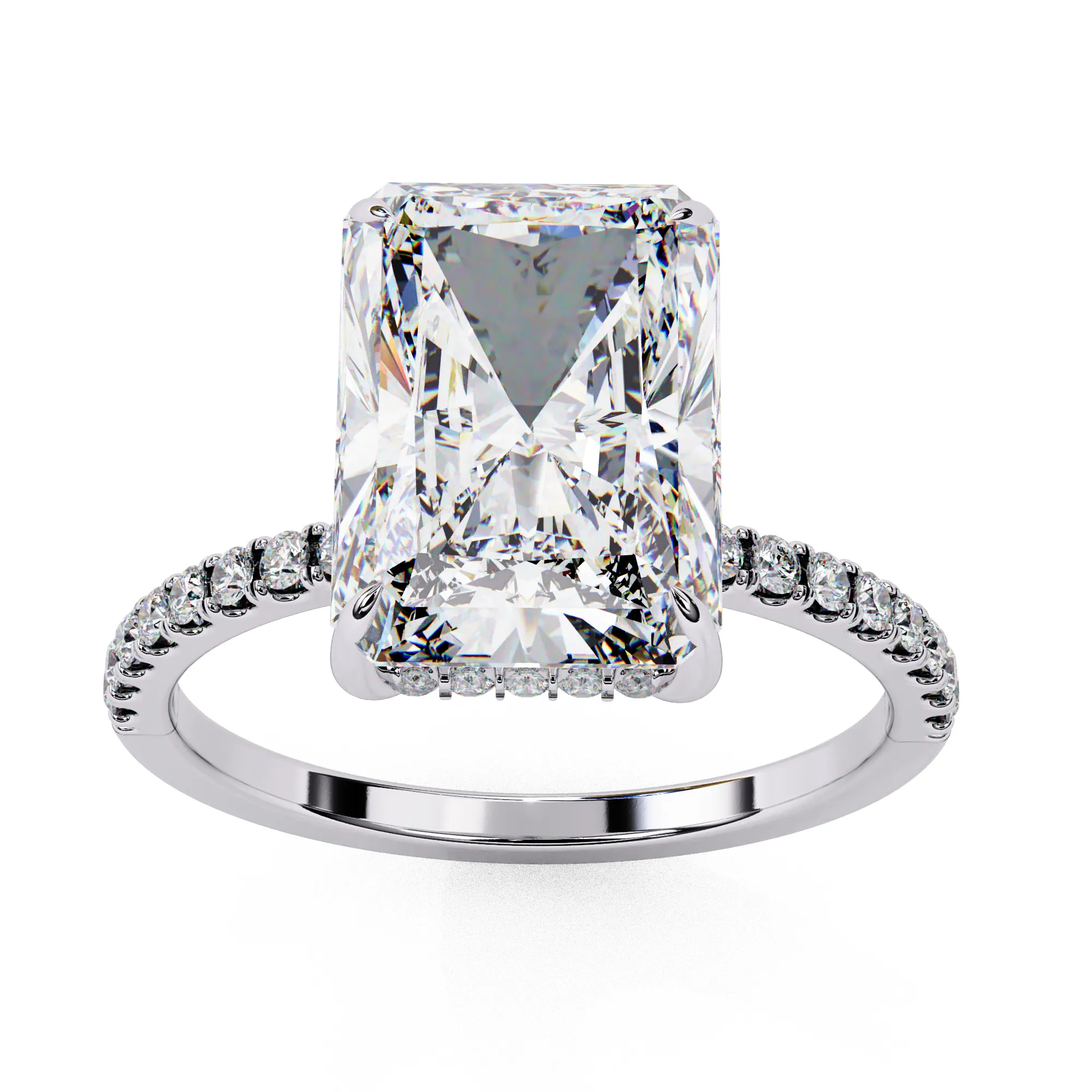 Radiant Solitaire Ring with Hidden Halo