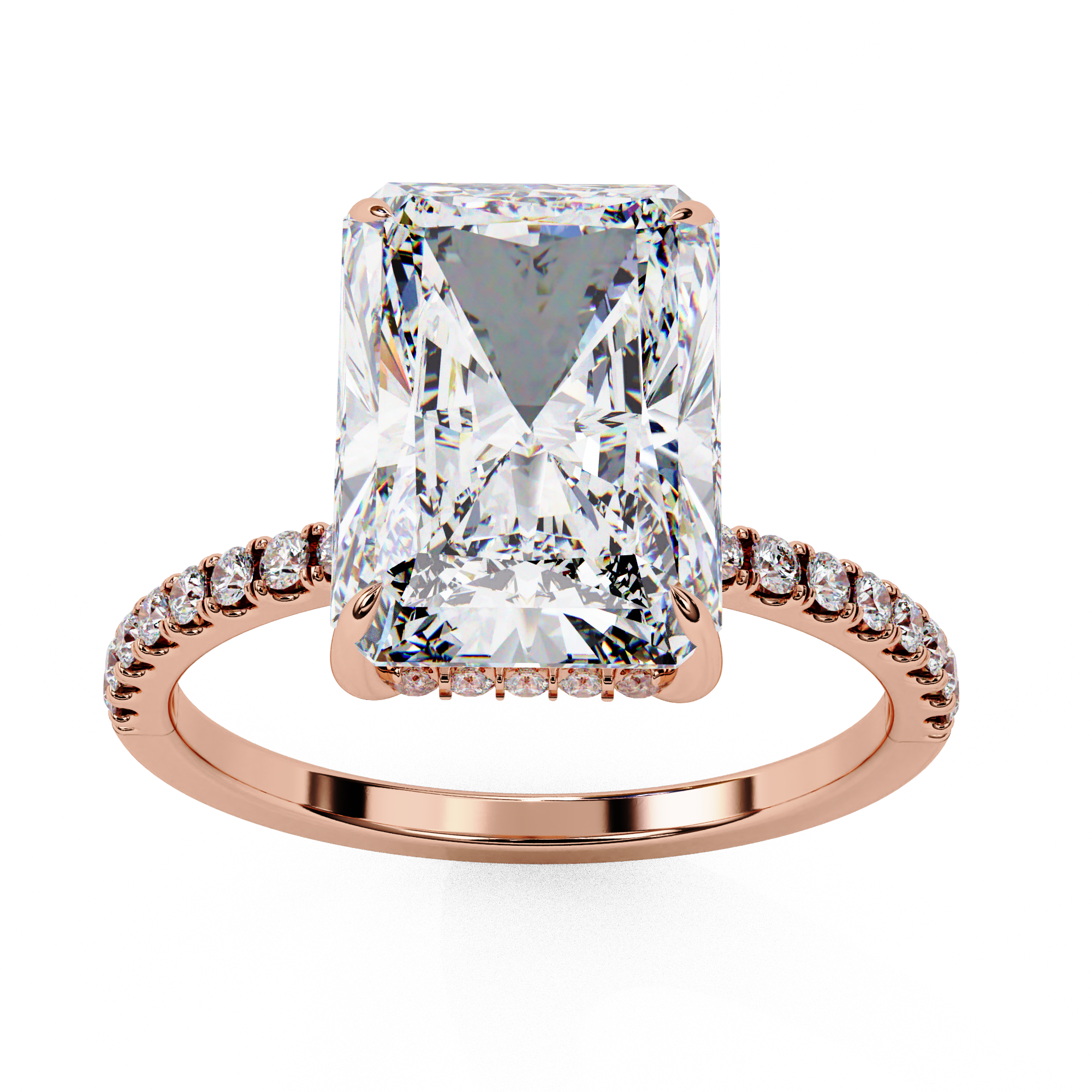 Radiant Solitaire Ring with Hidden Halo