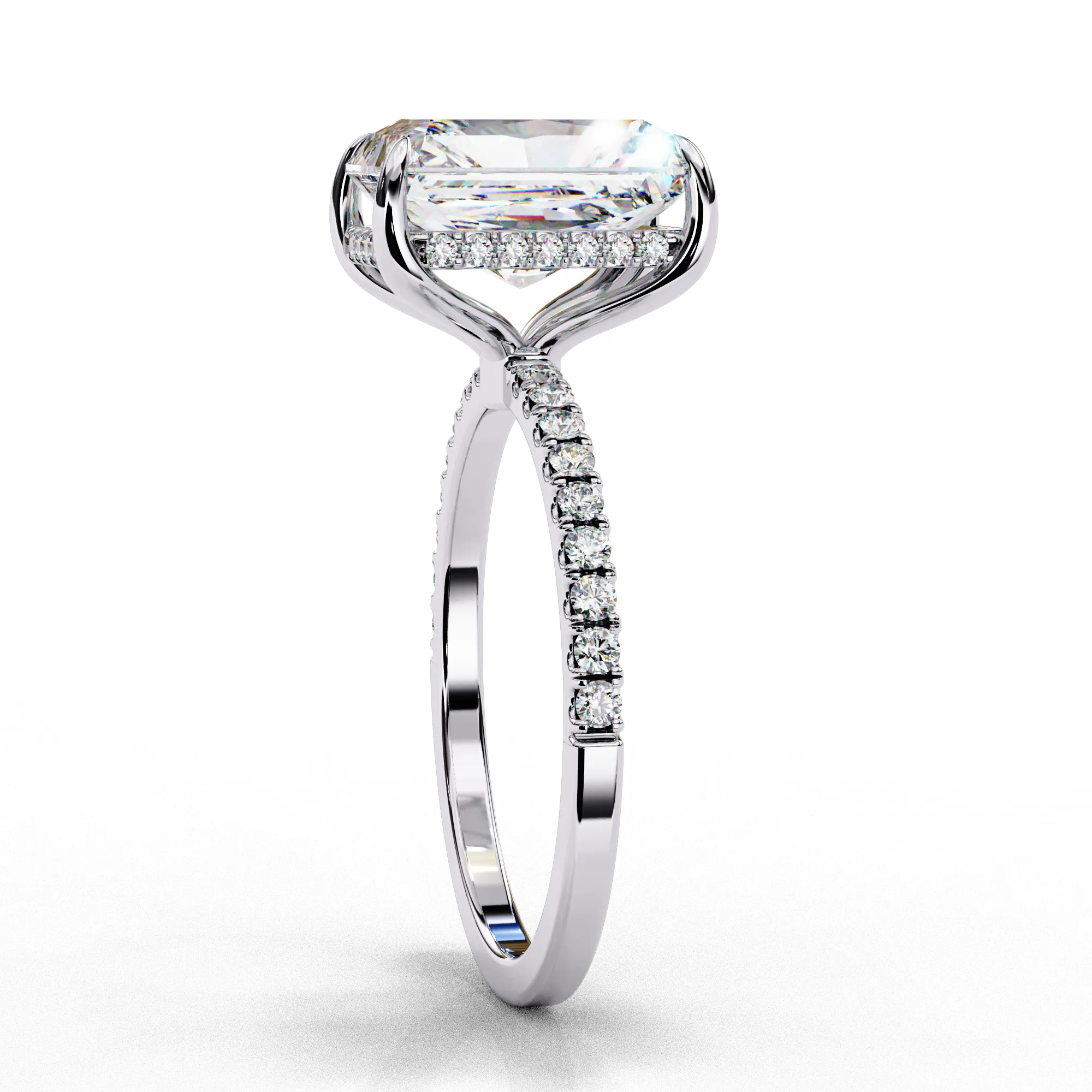 Radiant Solitaire Ring with Hidden Halo