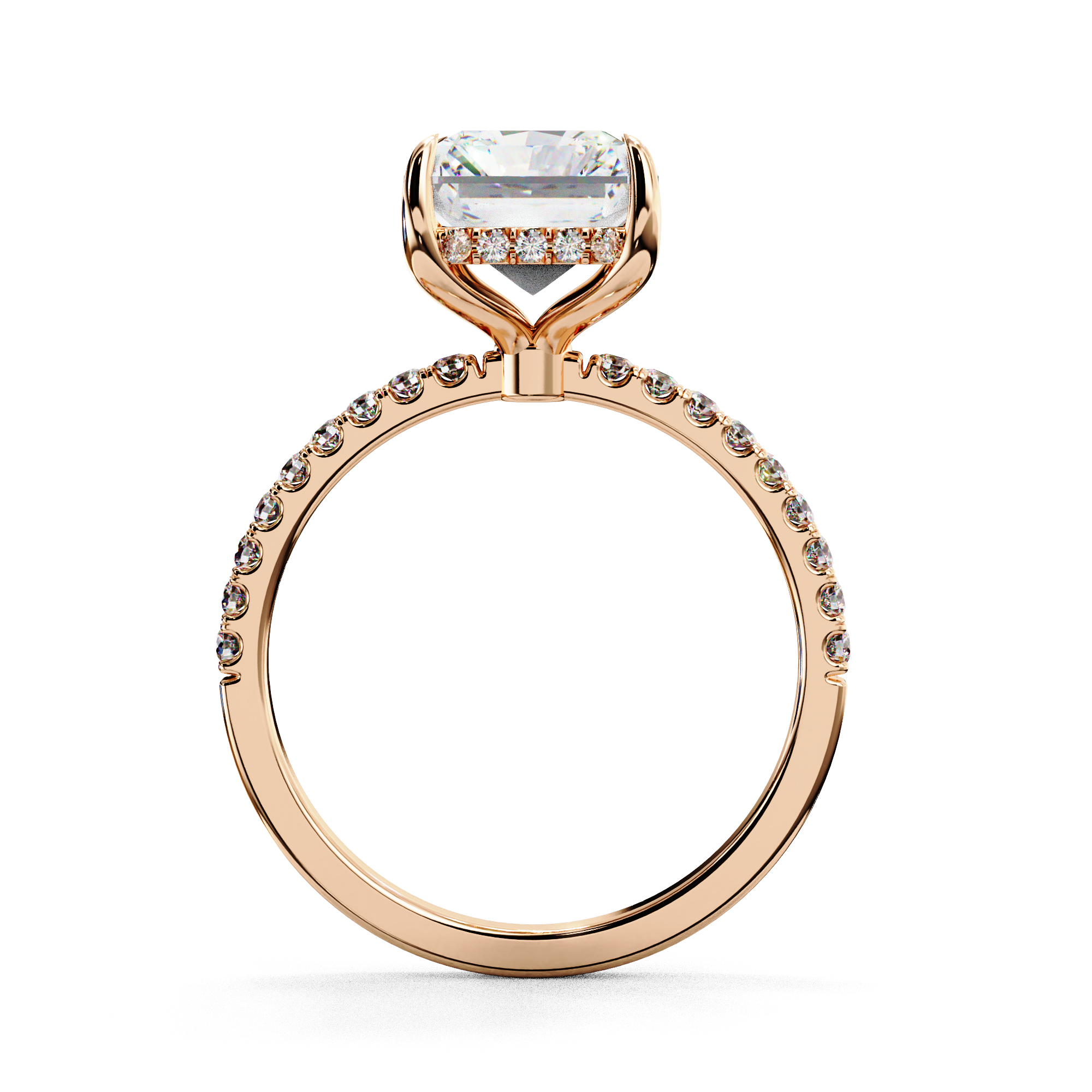 Radiant Solitaire Ring with Hidden Halo